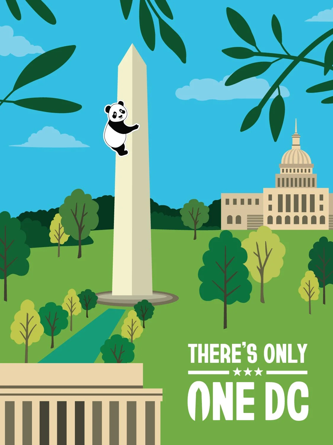 yasmine-design-co-destination-dc-poster-event-design-panda-sticker-climbing-washington-monument-washington-dc