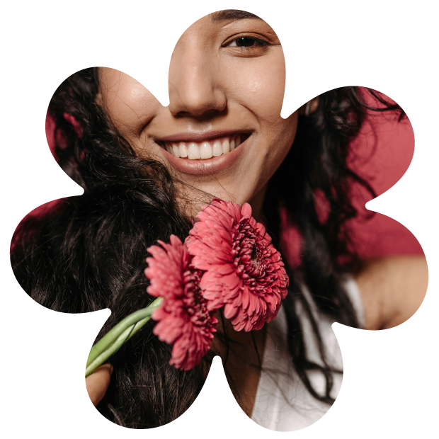 Flowerful Hair Salon brand identity floral silhouette masking shape graphic used as a photography cropping and layout element for brand design applications.