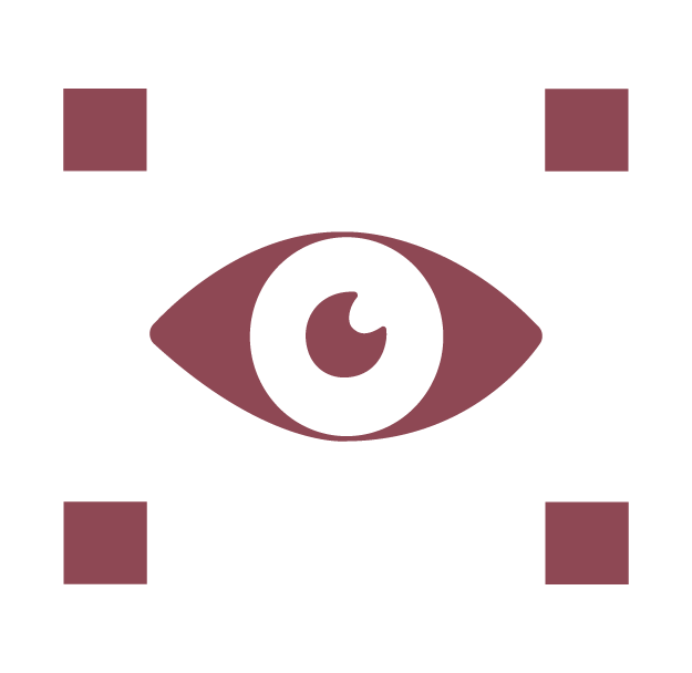 Yasmine Design Co. – custom pixel-style eye icon in velvet fig, representing inspiration for the About page