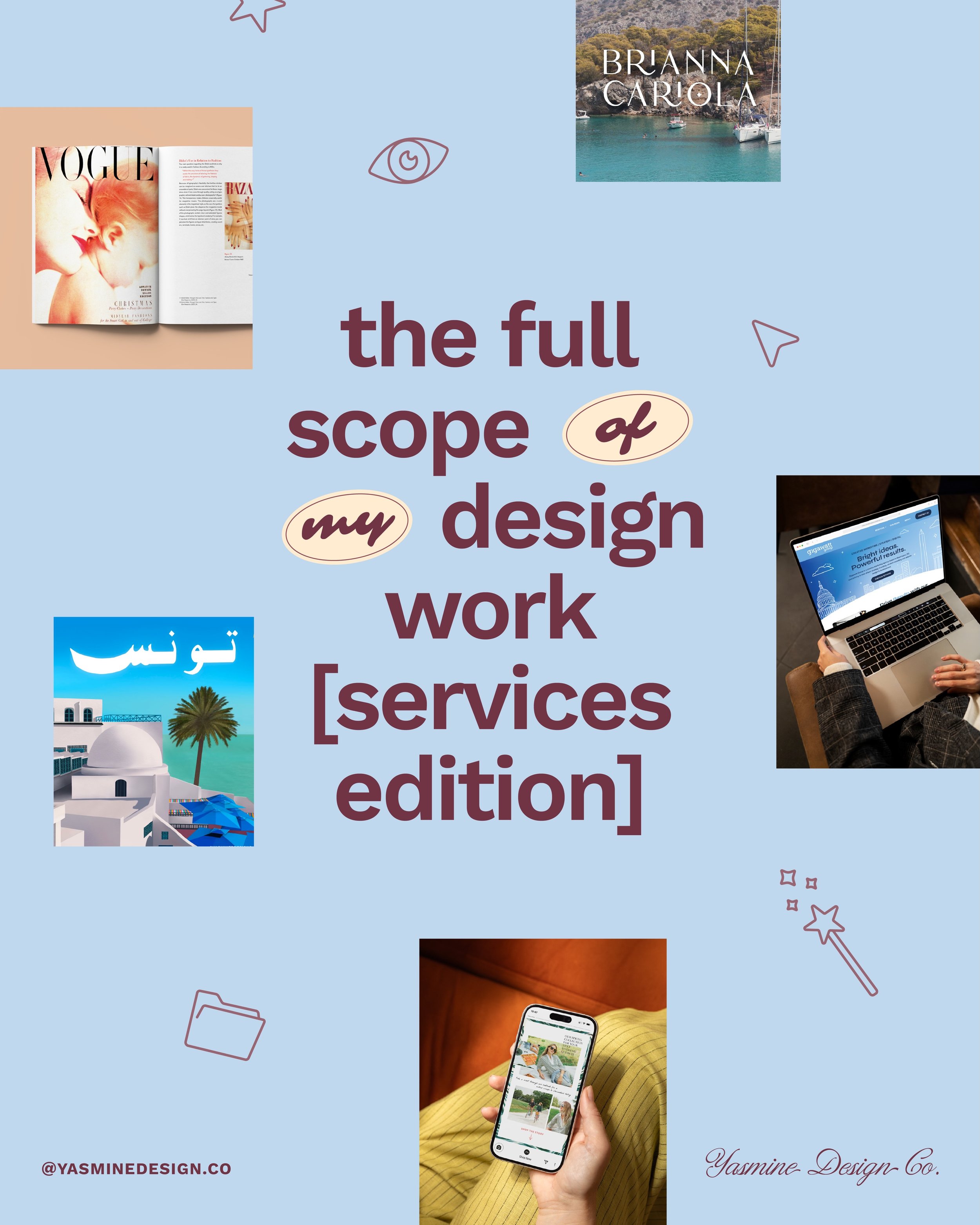 A full menu of what I design, for anyone curious what that actually looks like 👩🏻&zwj;💻  #graphicdesign #designservices #brandidentity #smallbusinessdesign #creativeentrepreneur
