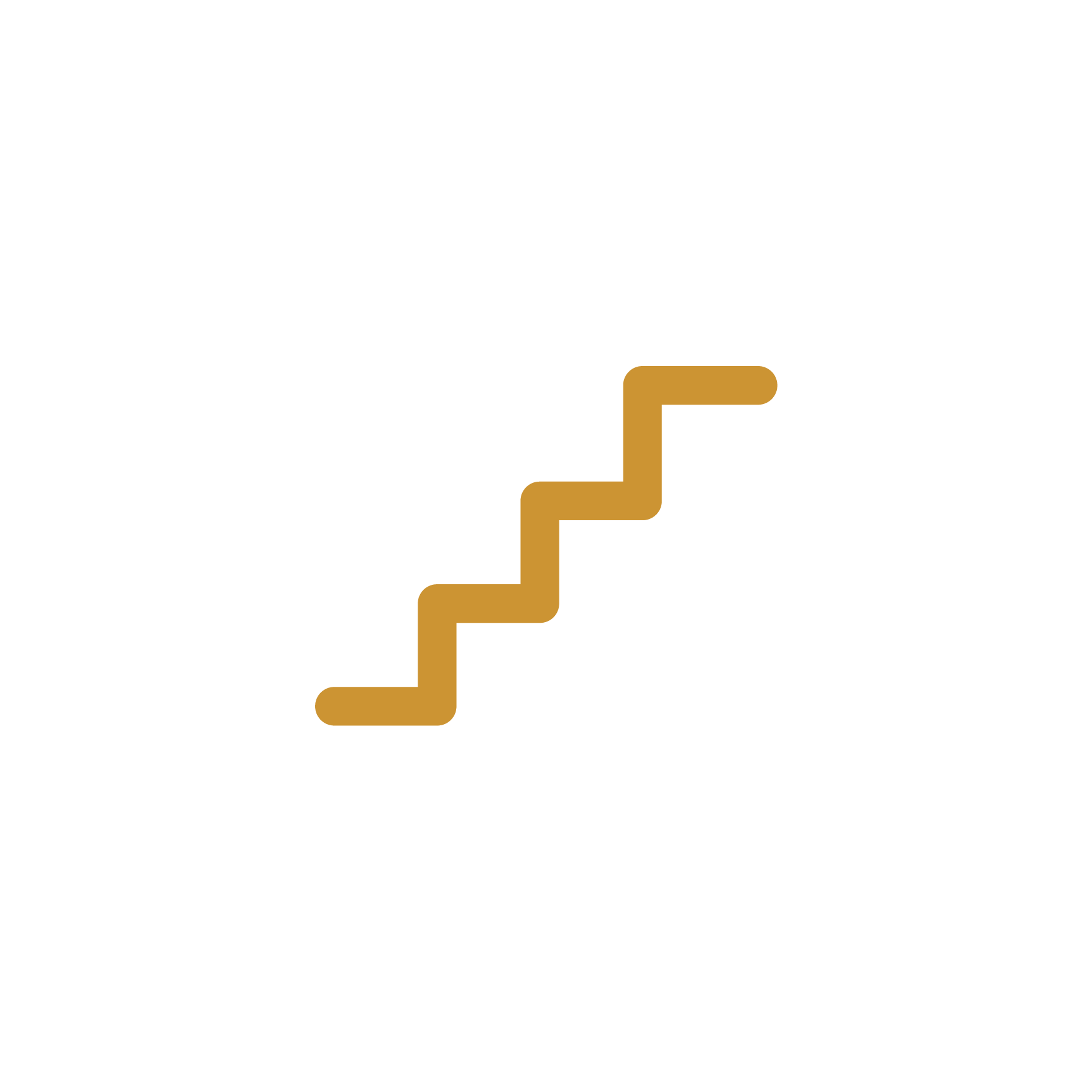 Silhouette of a figure climbing a staircase with a key in its hand, symbolizing success or achievement.
