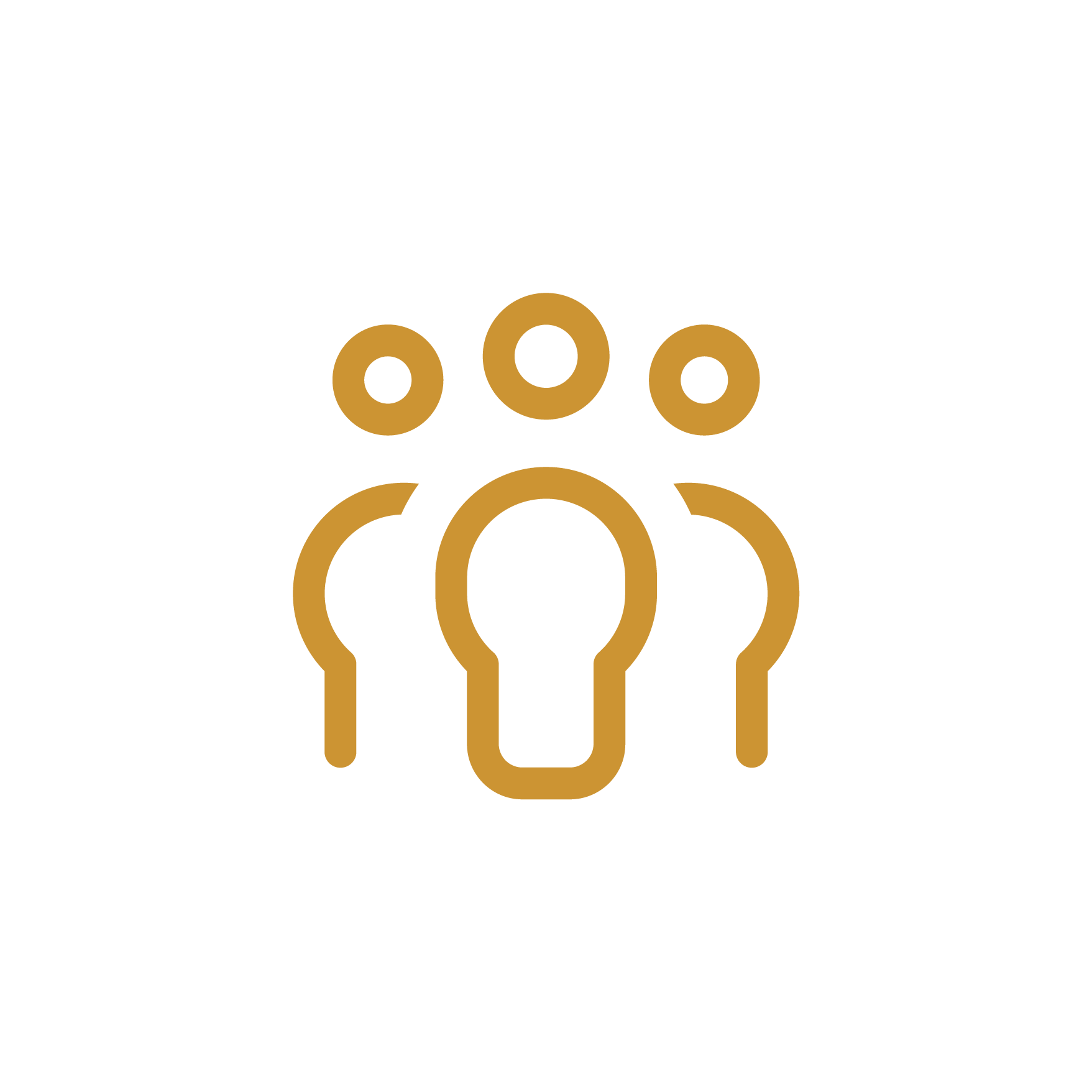 Logo with a black background featuring a stylized microphone outline in gold, with three circular shapes above it, representing sound waves or a microphone head.