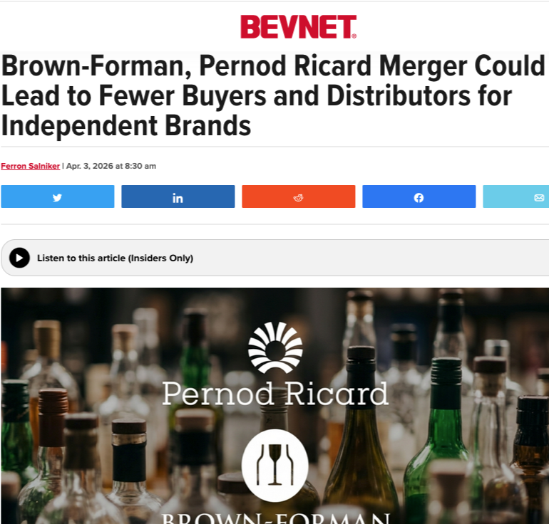 Harry McKaig BevNet Quote Pernod Ricard and Brown Forman