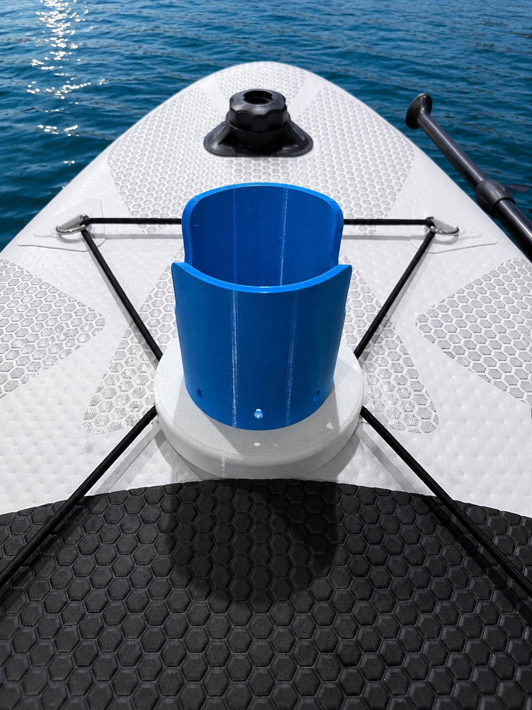 Bungee Mount Cup Holder & Beverage Can Adapter Rings (Cobalt Blue)