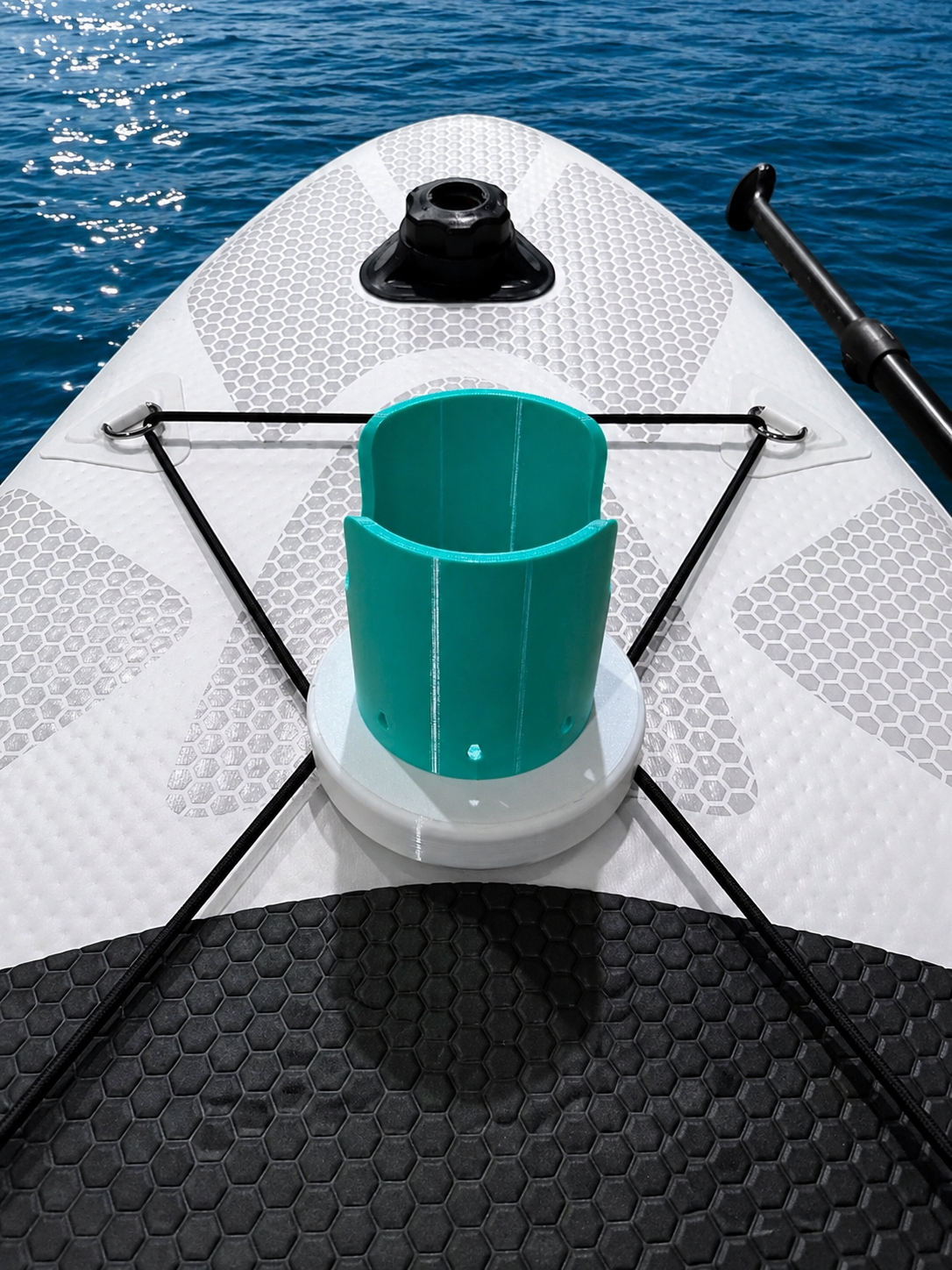 Bungee Mount Cup Holder & Beverage Can Adapter Rings (Lagoon Teal)