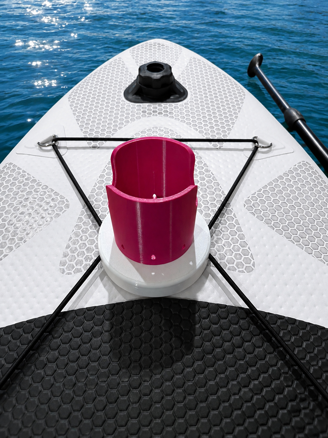 Bungee Mount Cup Holder & Beverage Can Adapter Rings (Fuchsia)