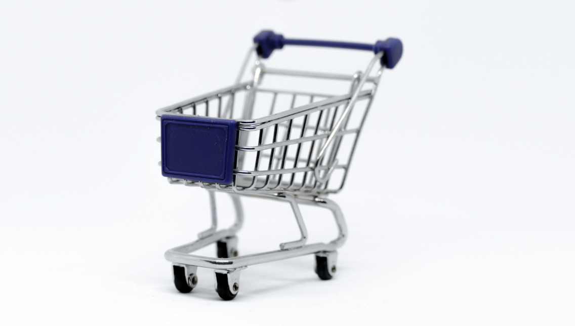 tiny metal shopping trolley