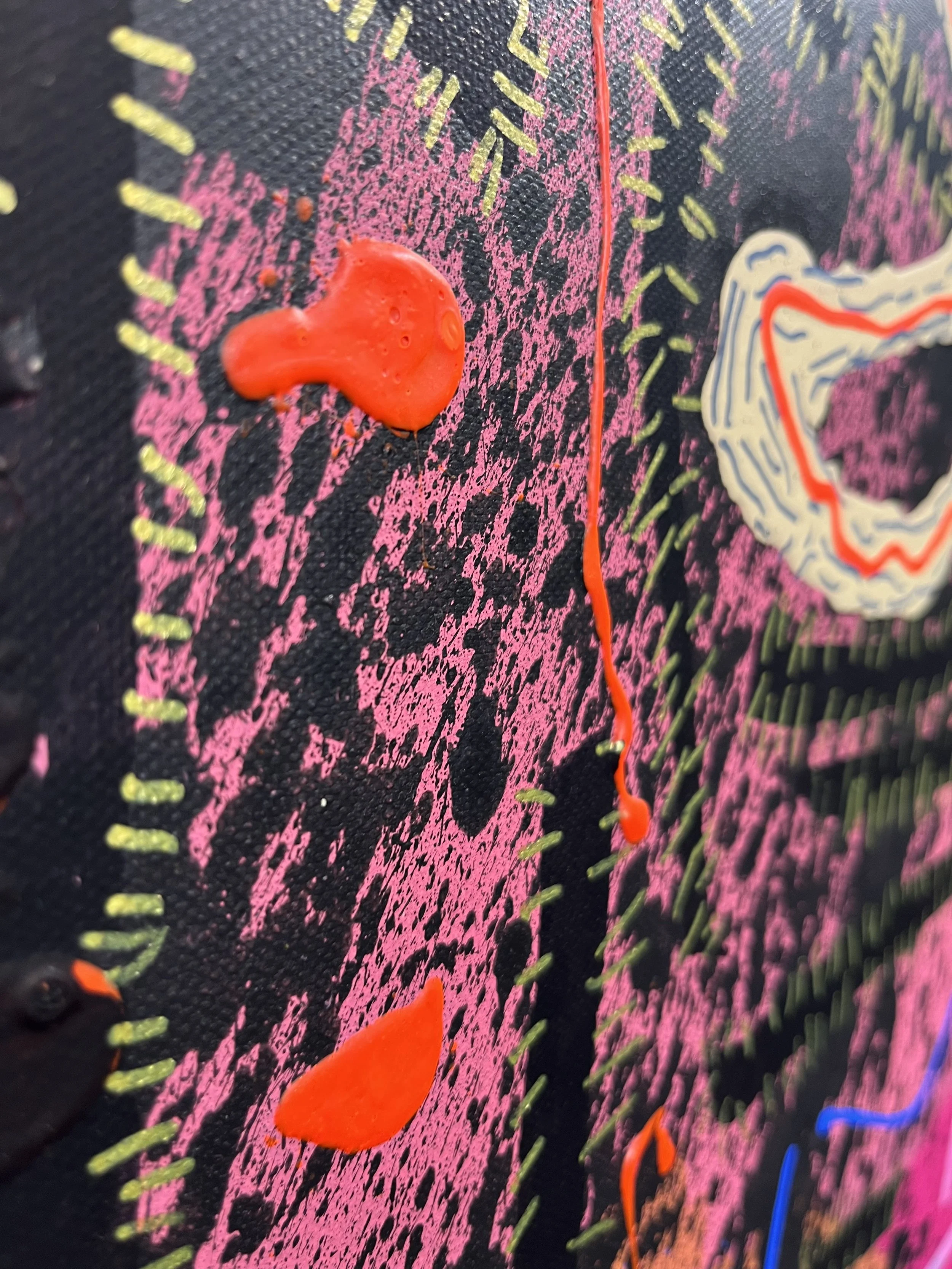 close up of painting called the jungle by Wade Keighley