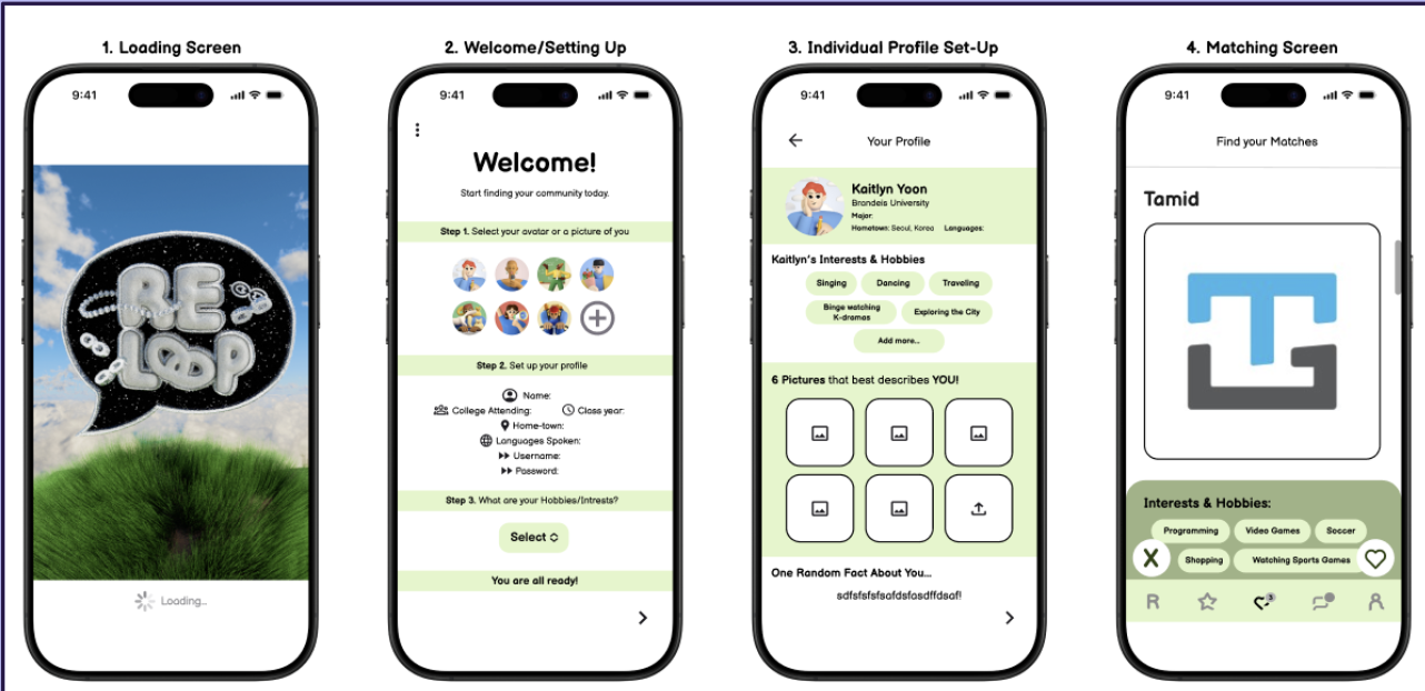 Wireframe of an app developed for a Startup, "Reloop." 