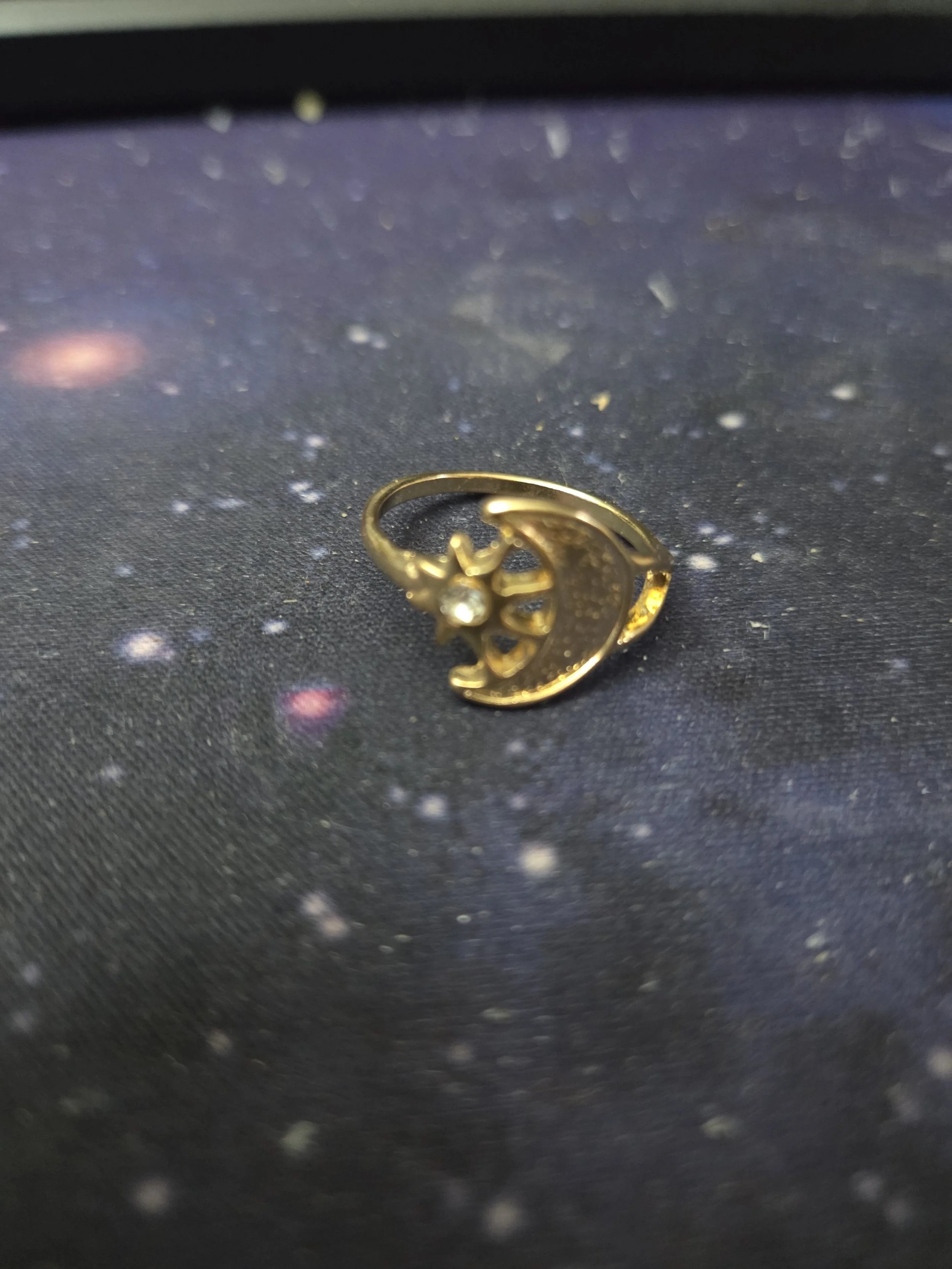 Celestial Crescent Moon and Star Ring (Child's size) weight 0.02