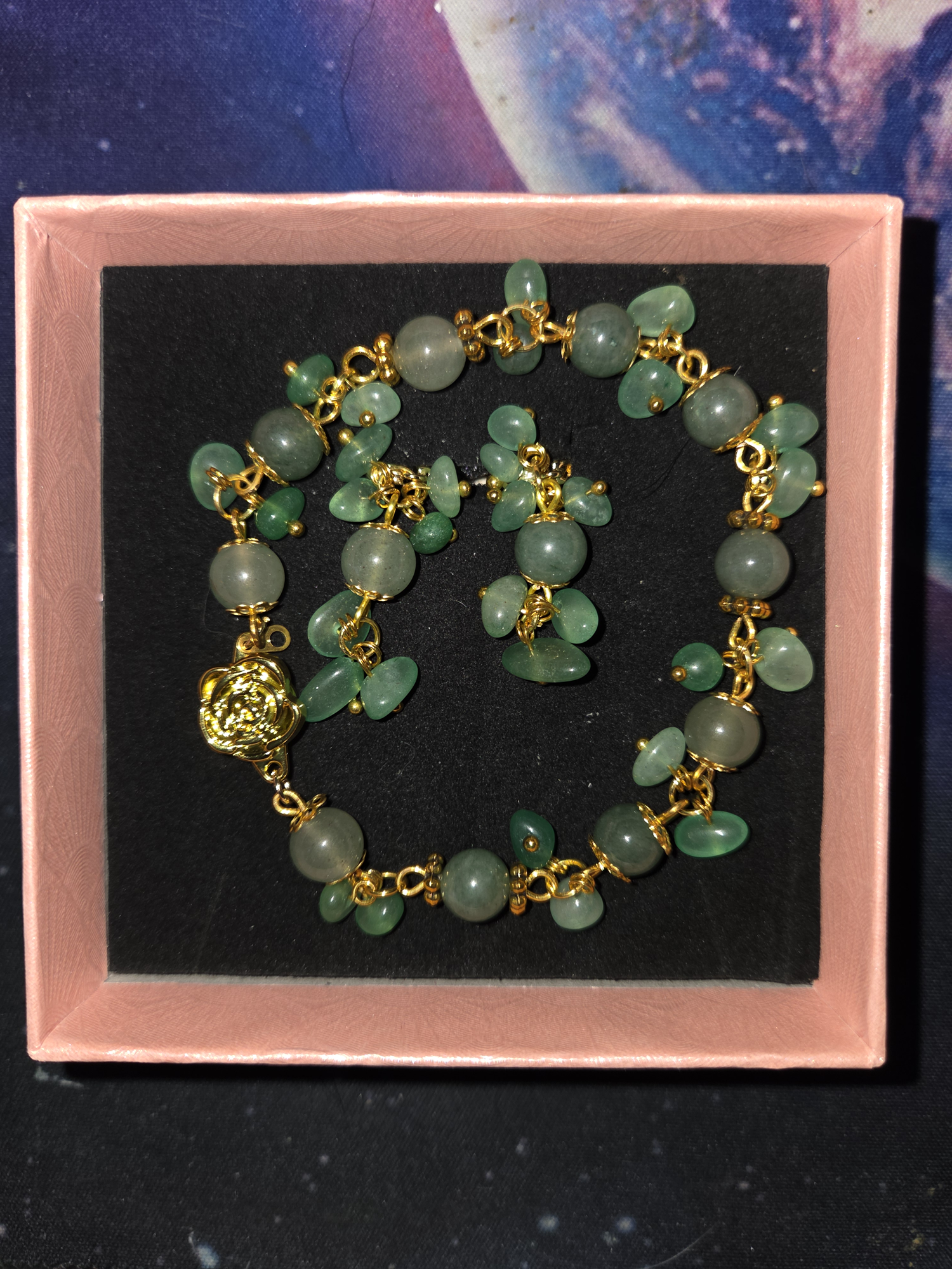 16 cm Green Aventurine bracelet and ear ring set 0.05kg