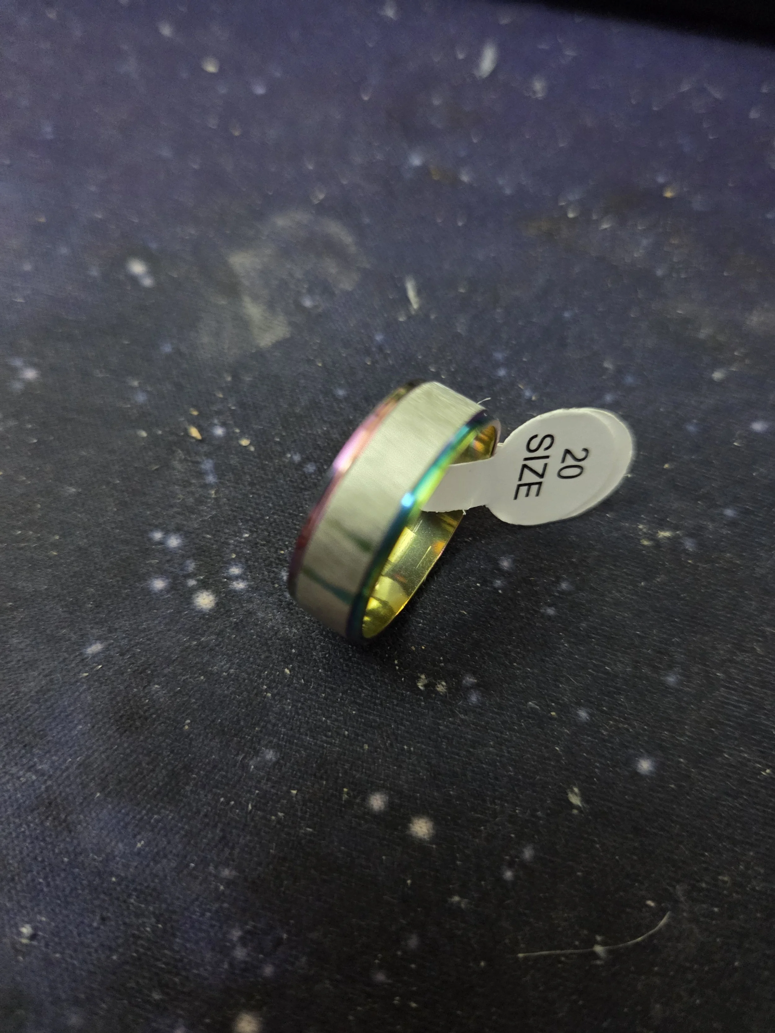 Iridescent Stainless Steel Statement Ring : 0.02 kg