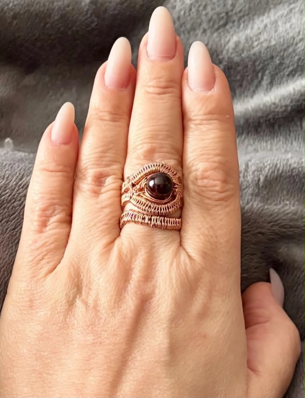 Elegant Copper Wire Wrap Gemstone Ring