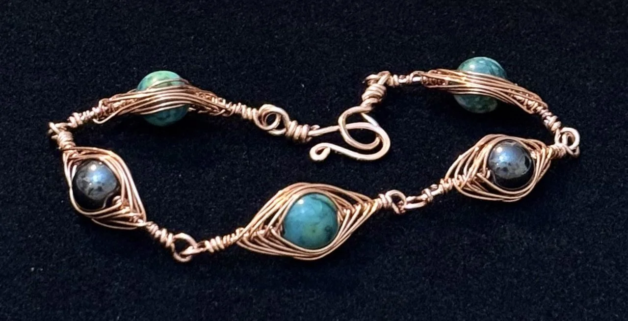 Copper & Turquoise Wire-Wrapped Bracelet 0.05 kg