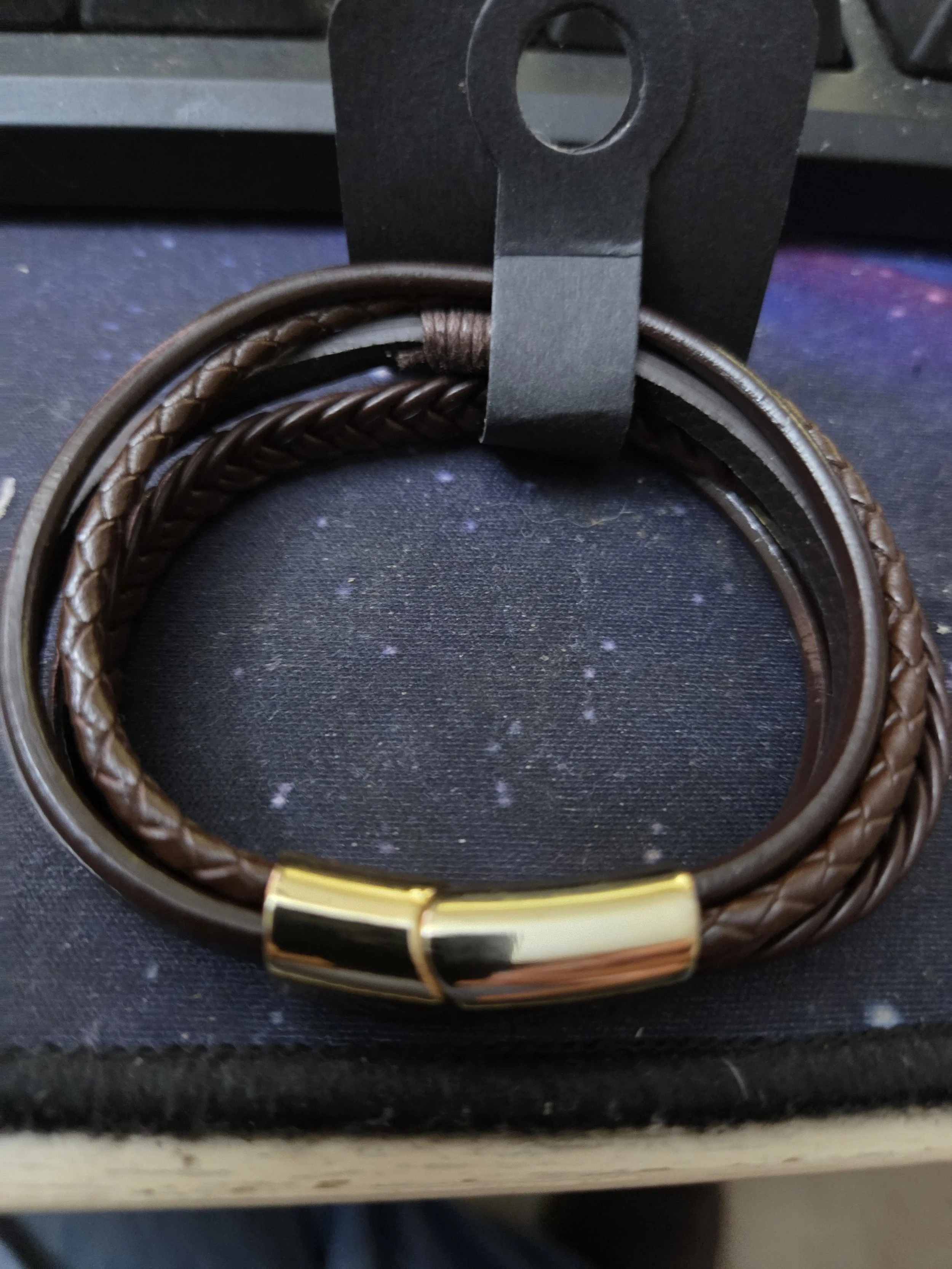 Brown leather bracelet 17.5cm 0.05kg