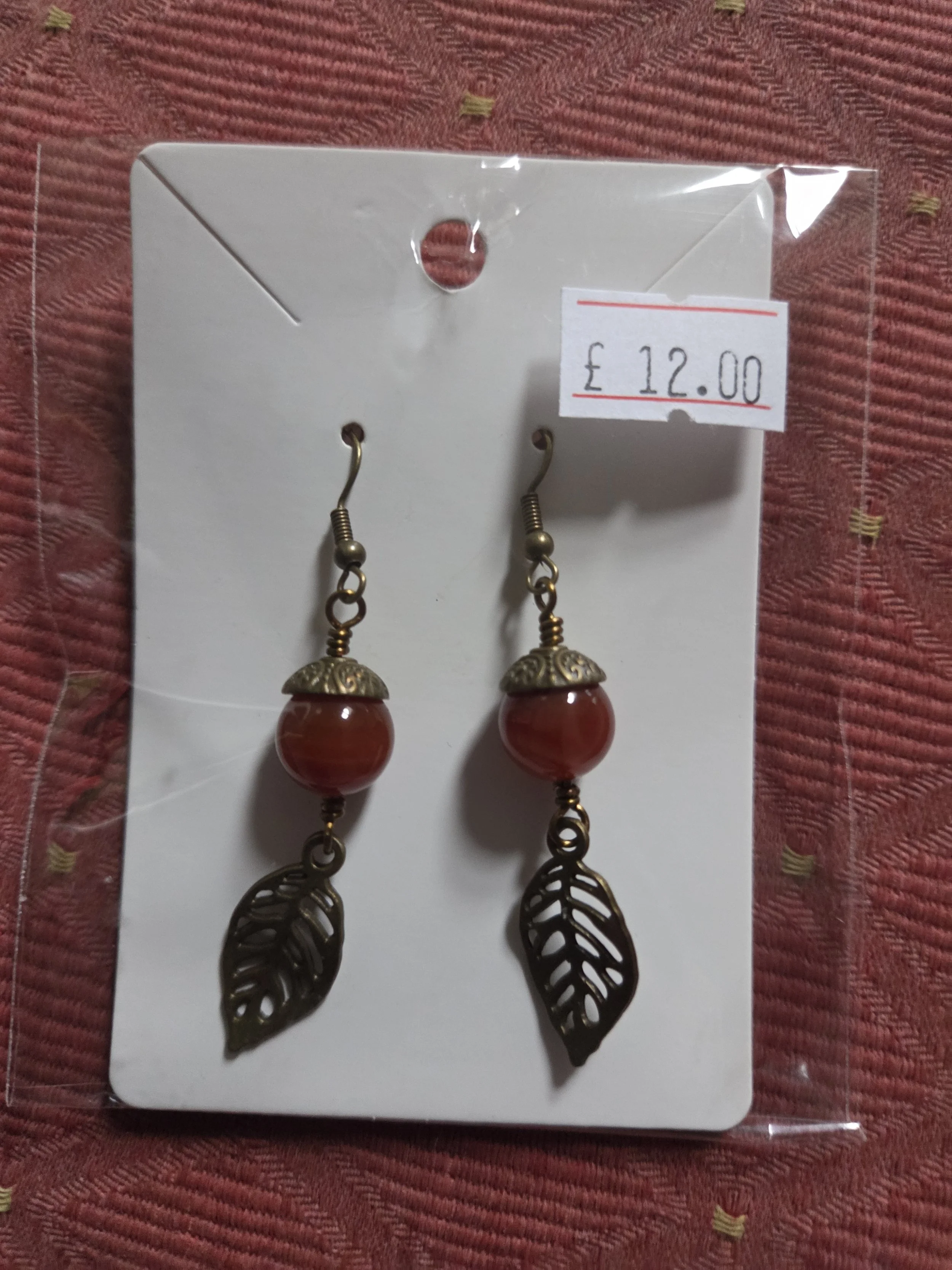 red agate ear rings 0.03 kg