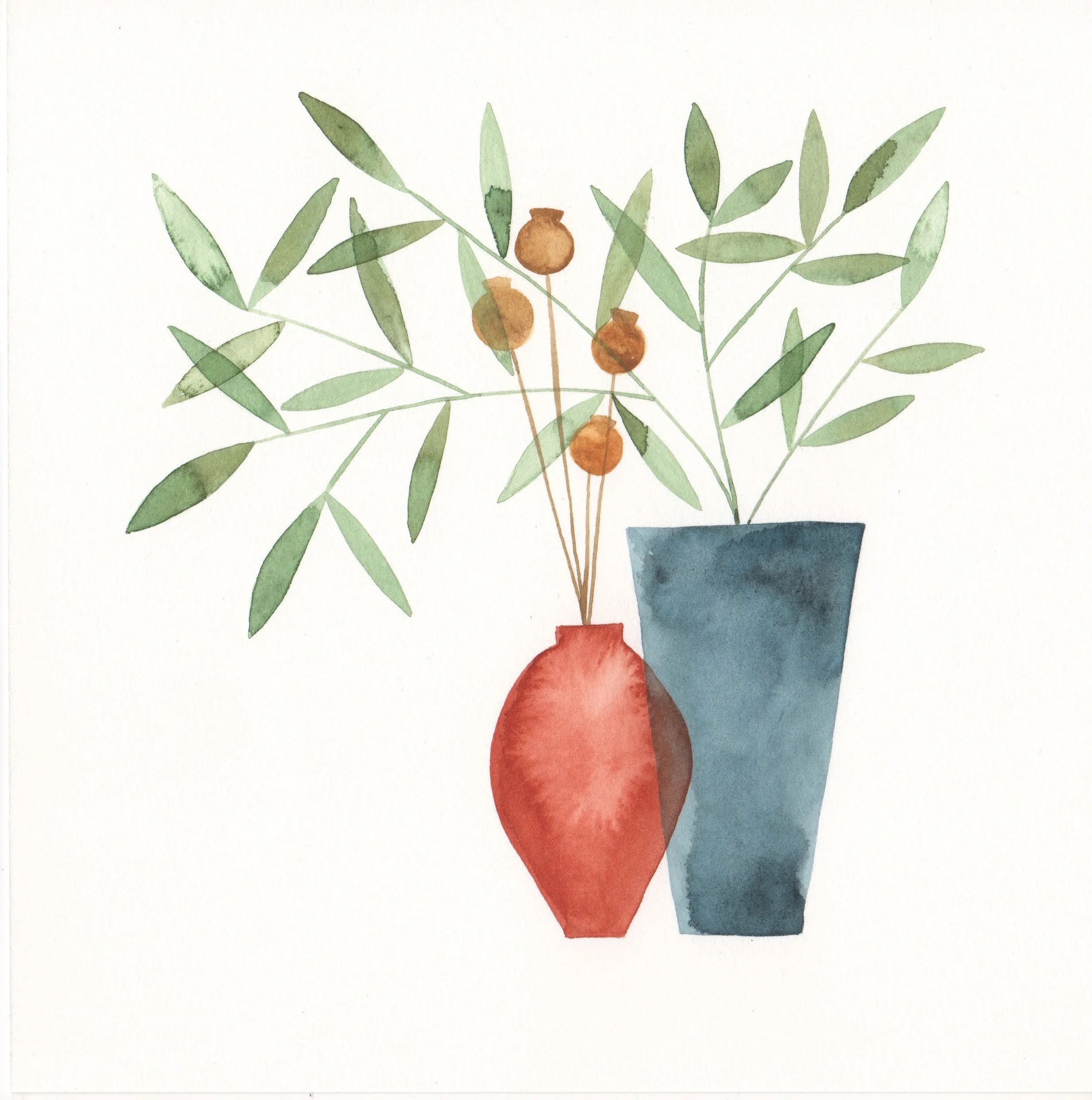 Rust and Ocean blue vases 2020