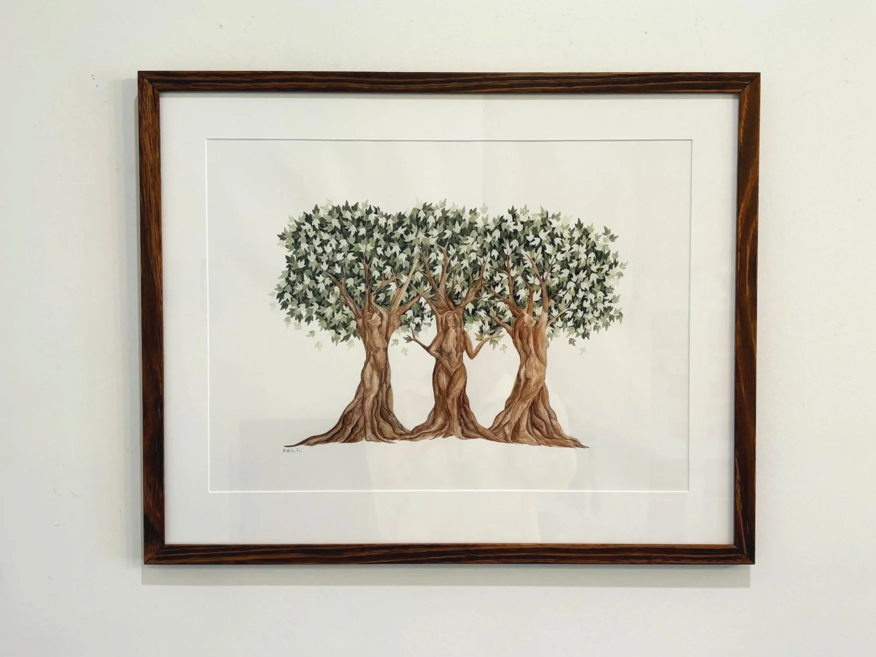 Three Green Ladies (2026) - Original, framed