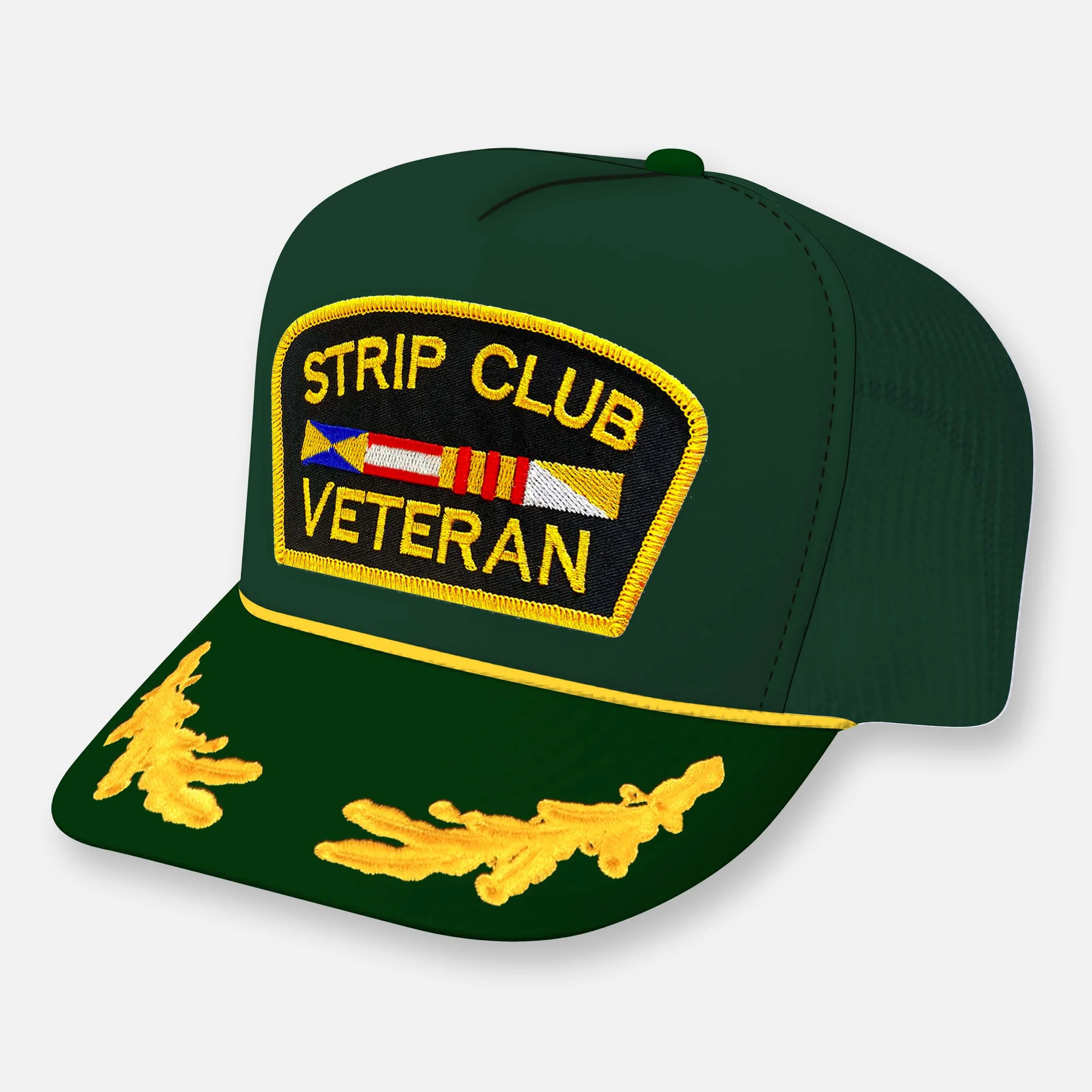 STRIP CLUB VETERAN HAT_DARK GREEN-YELLOW CAPTAIN.jpg
