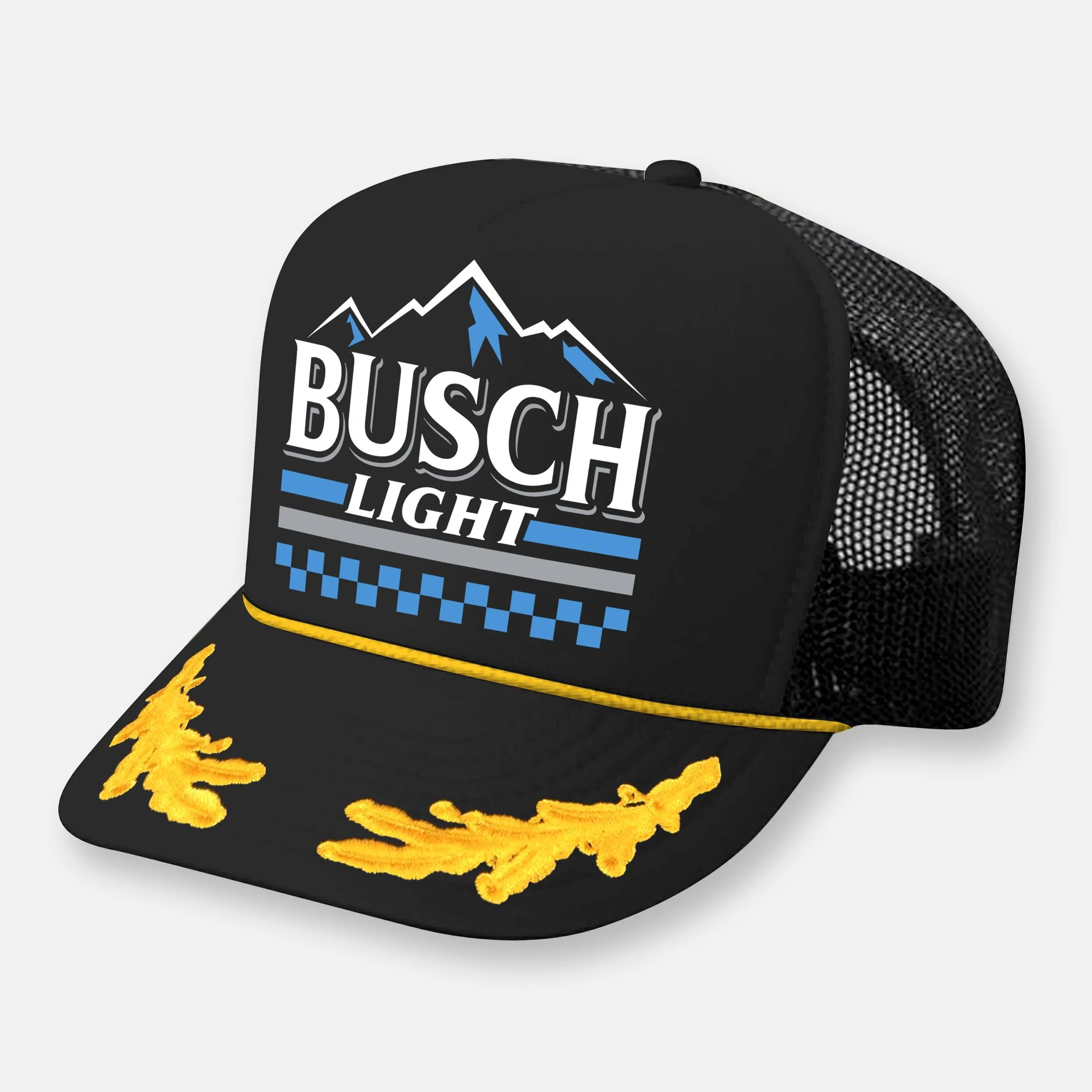 BUSCH LIGHT TRUCKER HAT_BLACK-YELLOW CAPTAIN.jpg