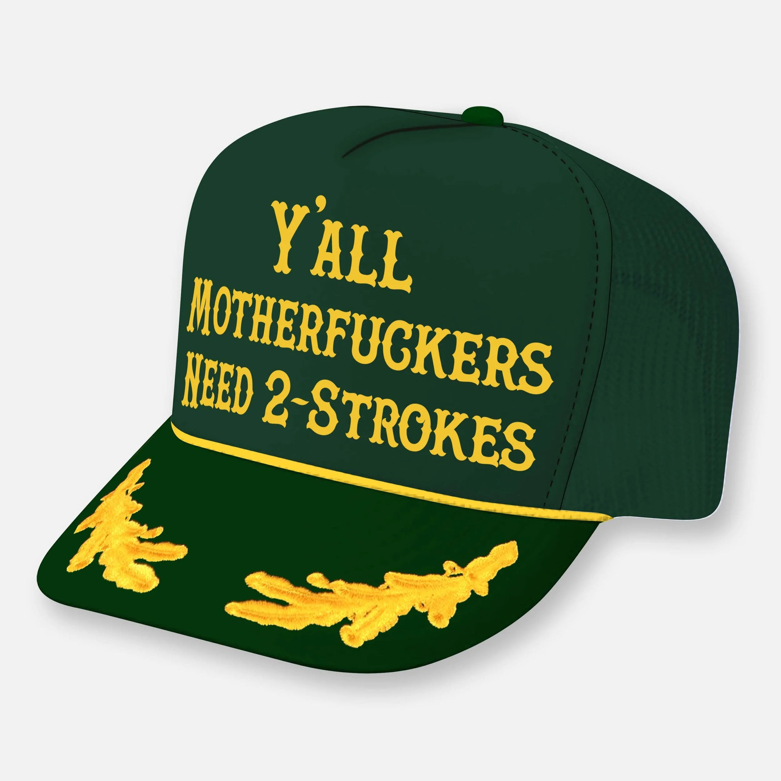 Y'ALL NEED 2-STROKES TRUCKER HAT_DARK GREEN-YELLOW CAPTAIN.jpg
