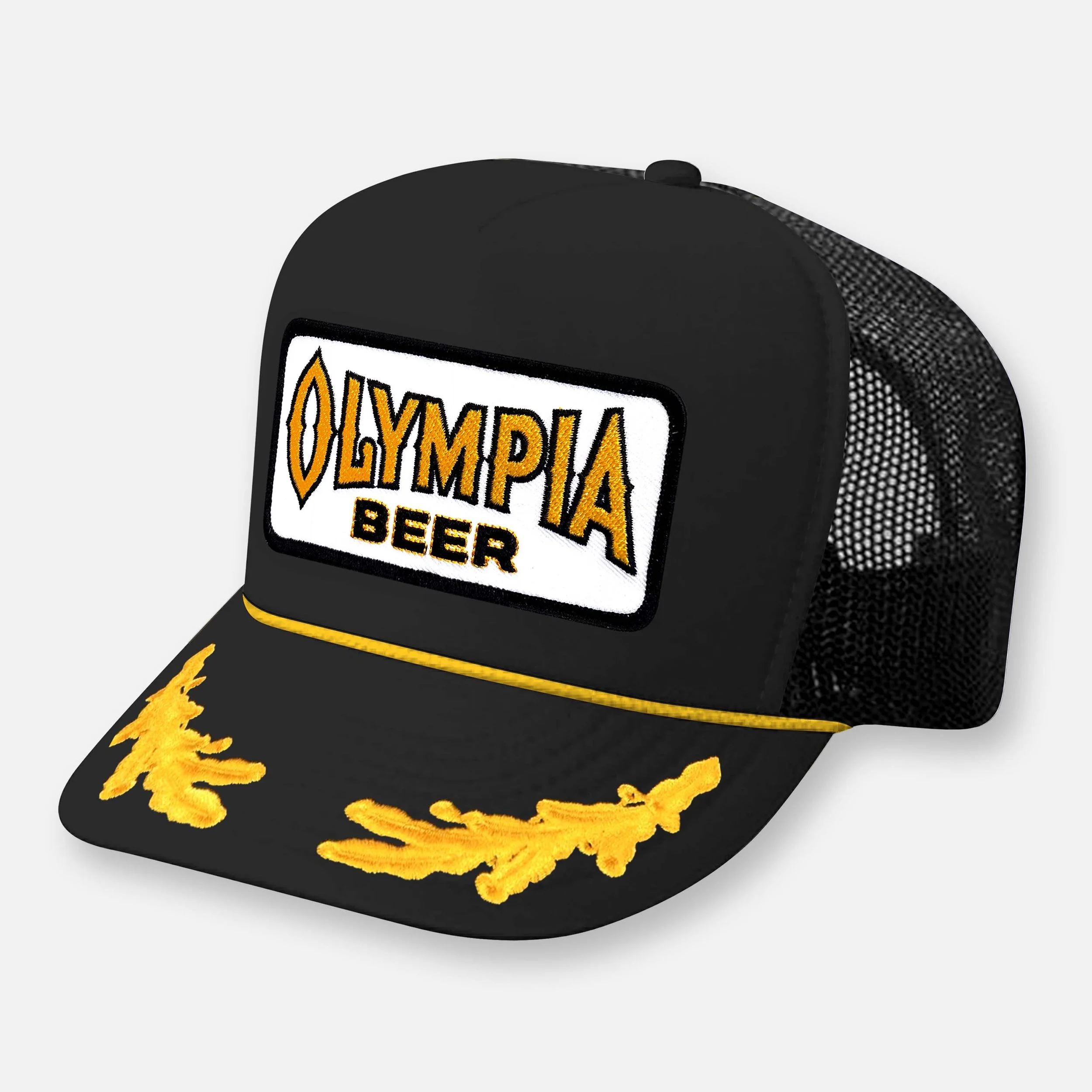 OLYMPIA BEER HAT_BLACK-YELLOW CAPTAIN.jpg