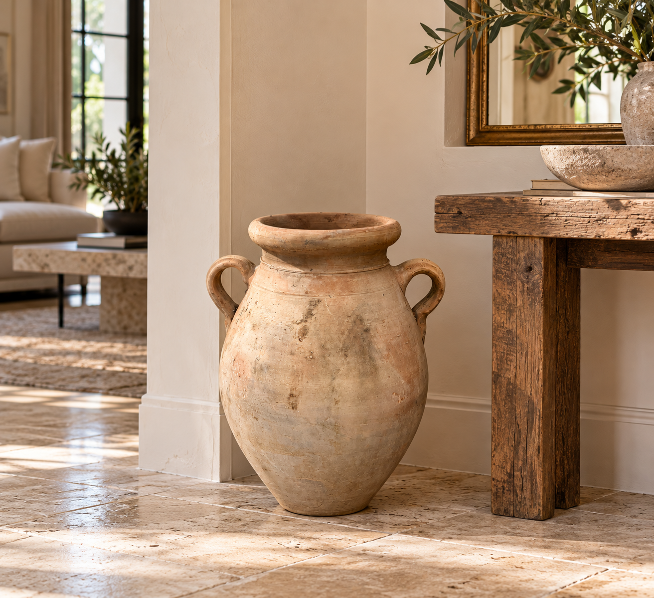 Rustic Terracotta Urn in Mediterranean Interior.png