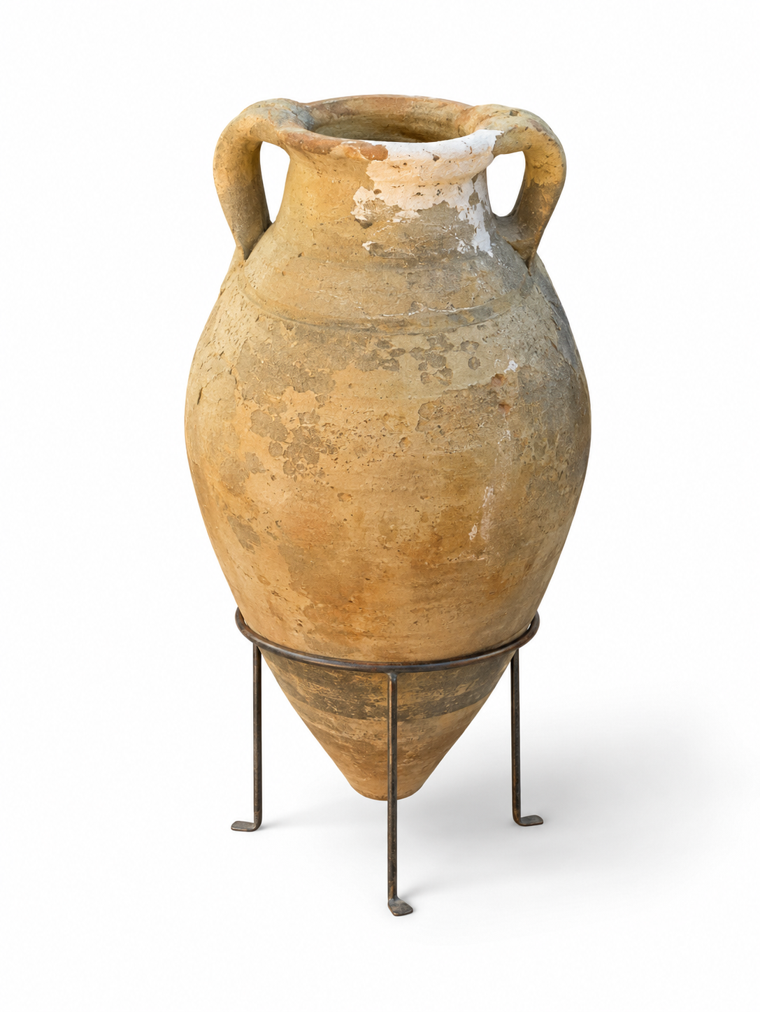 Weathered Terracotta Amphora on Iron Stand.png