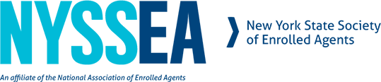 Logo of NYSSEA, New York State Society of Enrolled Agents, with blue text on a white background.