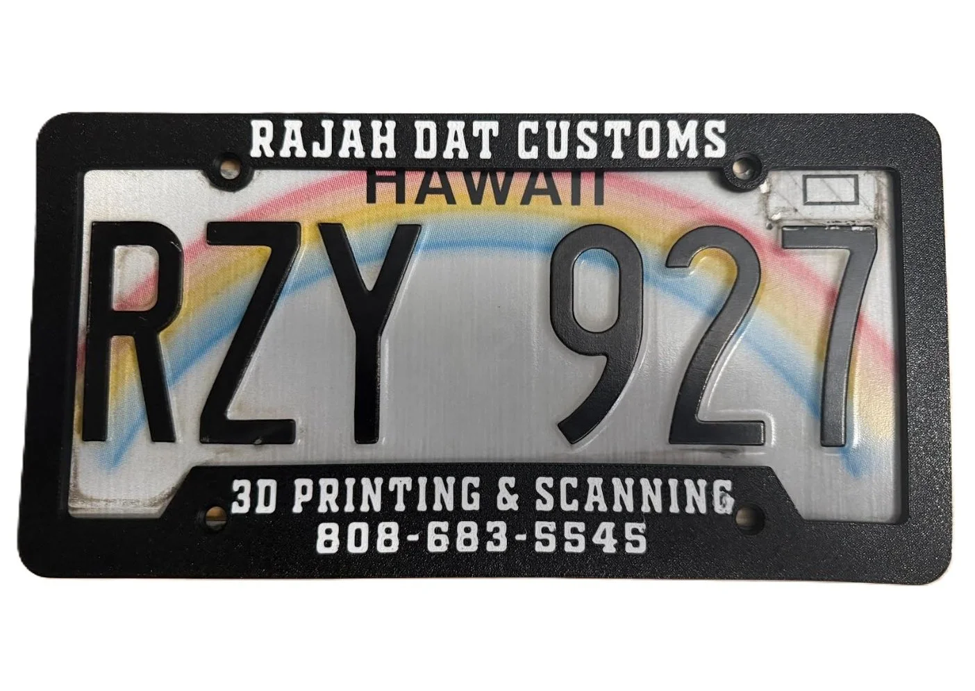 Personalized license plate holders.