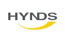 HYND logo with black text and a yellow curved line underneath