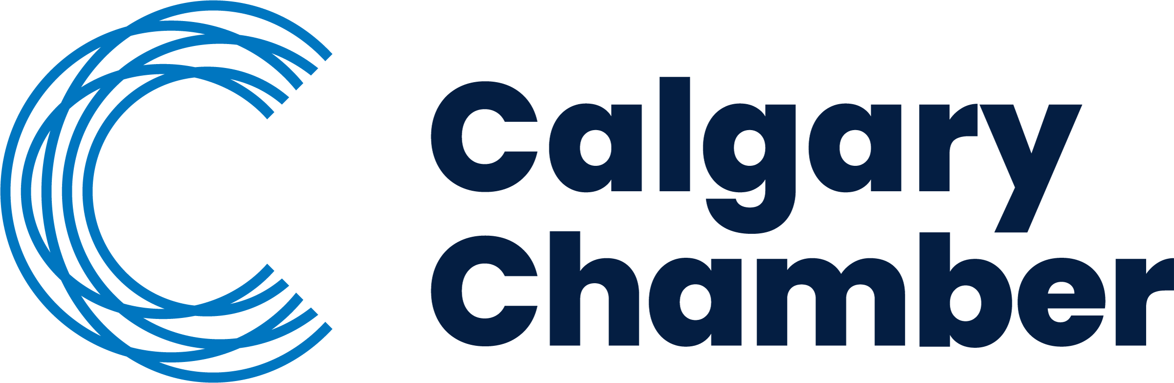 Logo of Calgary Chamber, featuring a stylized blue circular design and the words 'Calgary Chamber' in dark blue.