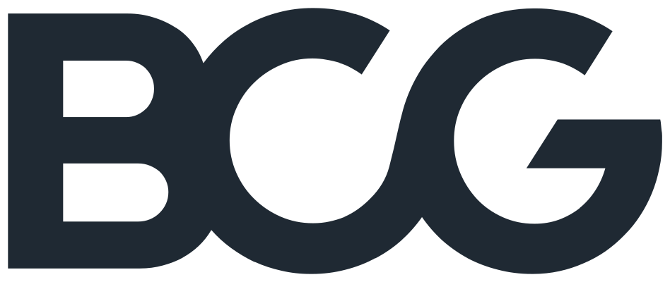 Close-up of the letters 'BCG' in black font on a white background.