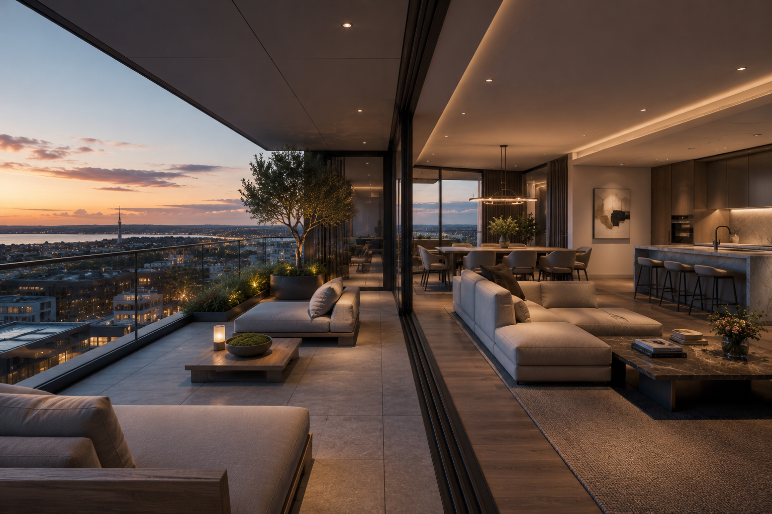 A premium residential concept designed to maximise light, space and connection to its surroundings. Expansive glazing, generous outdoor living areas and carefully considered interior spaces create a seamless transition between indoor and outdoor envi