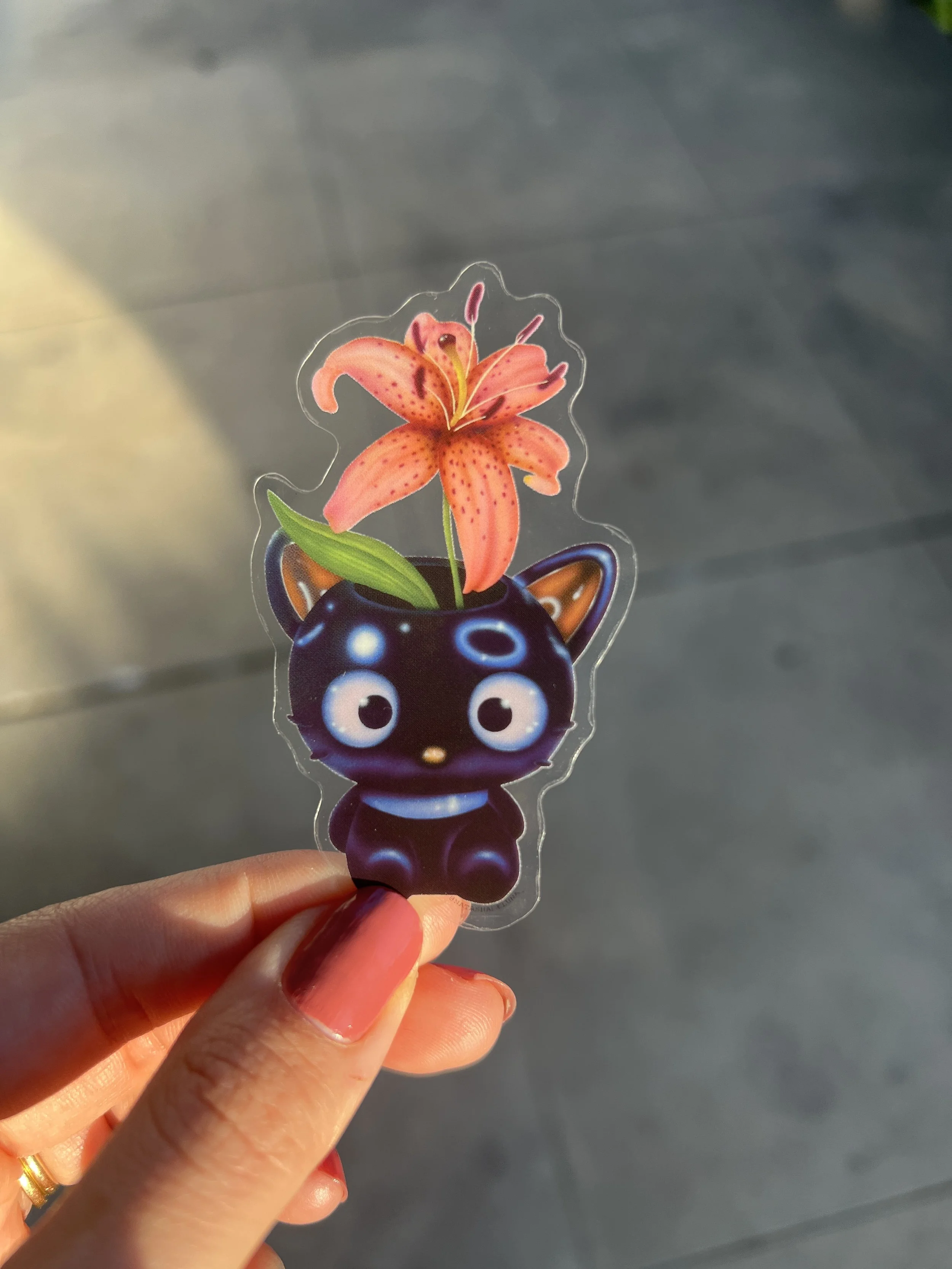 Black Cat Floral Sticker