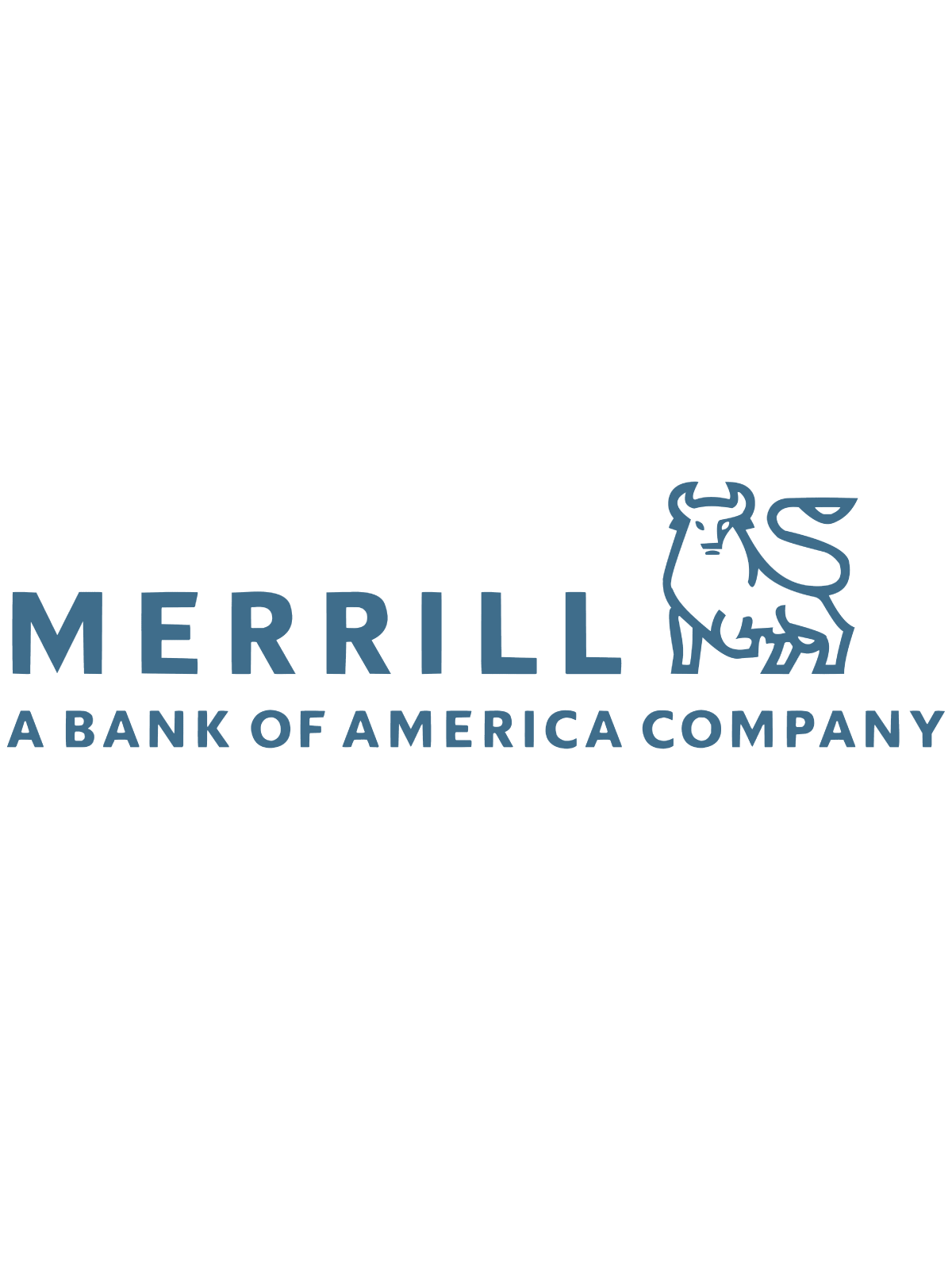 Merrill logo with a stylized bull and the text 'Merrill, A Bank of America Company'.