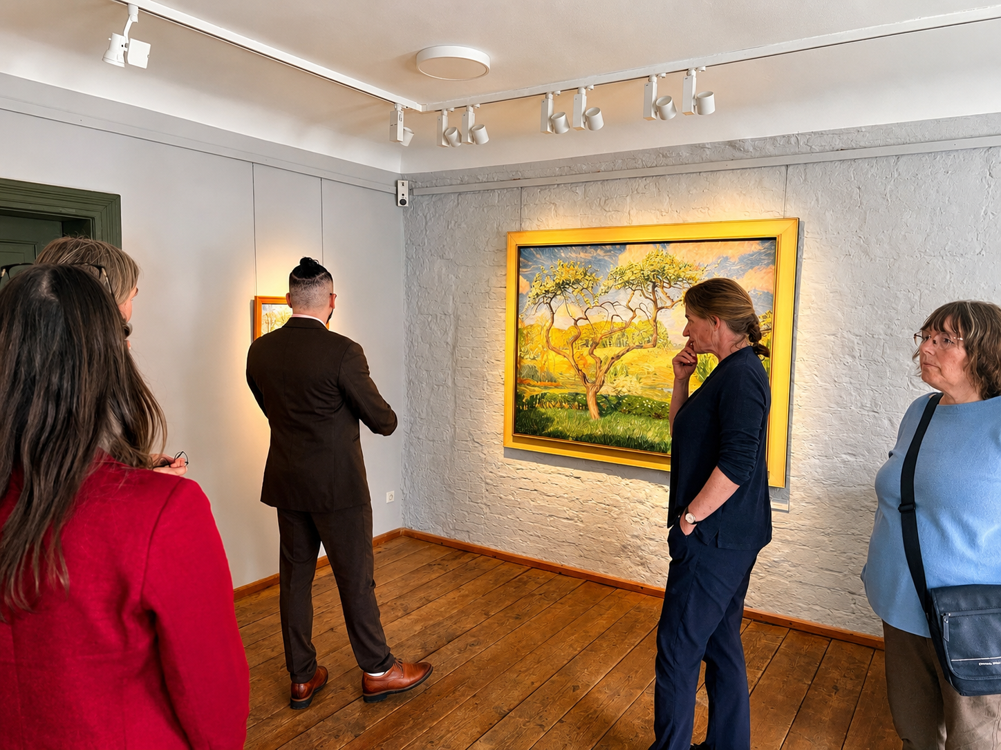 Mahdi Yahya exploring a collection of artworks that reflect the region’s cultural heritage and artistic traditions.
