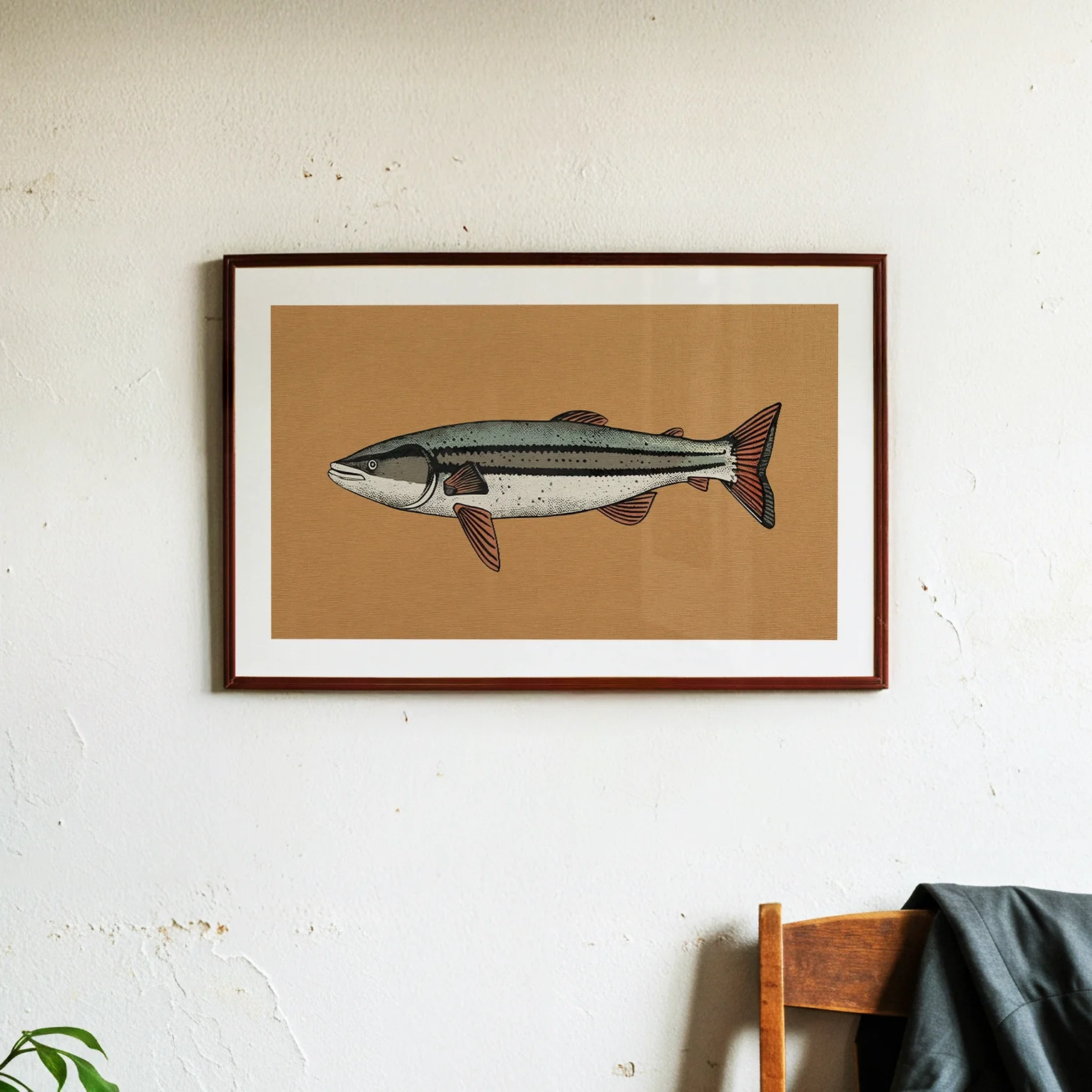 Kitschy Fish Print - Rustic Textile Poster