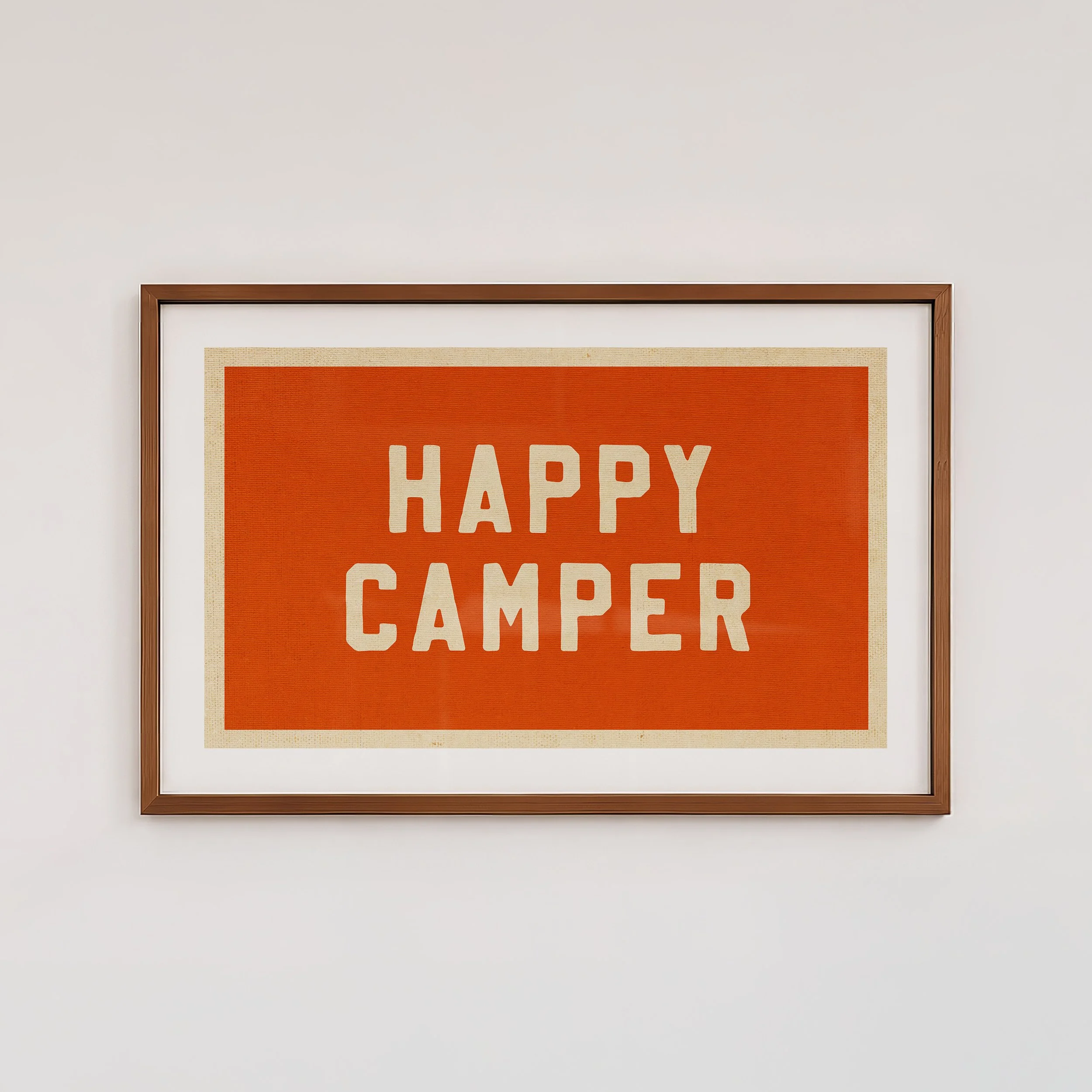 Retro Happy Camper Poster - Outdoors Art, Camp Style Print
