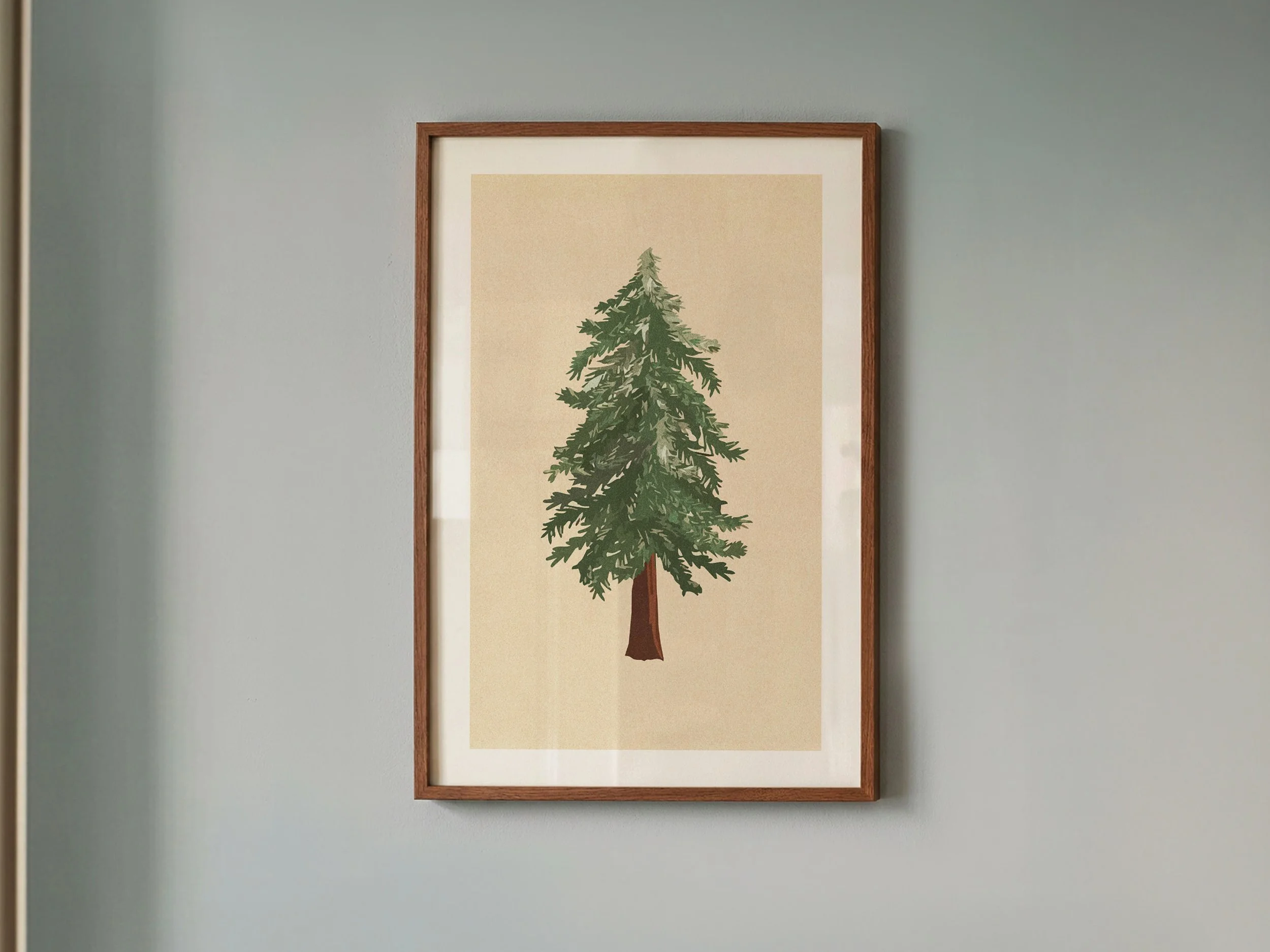 Retro Pine Tree Print: Lake House Wall Art, Nature Decor