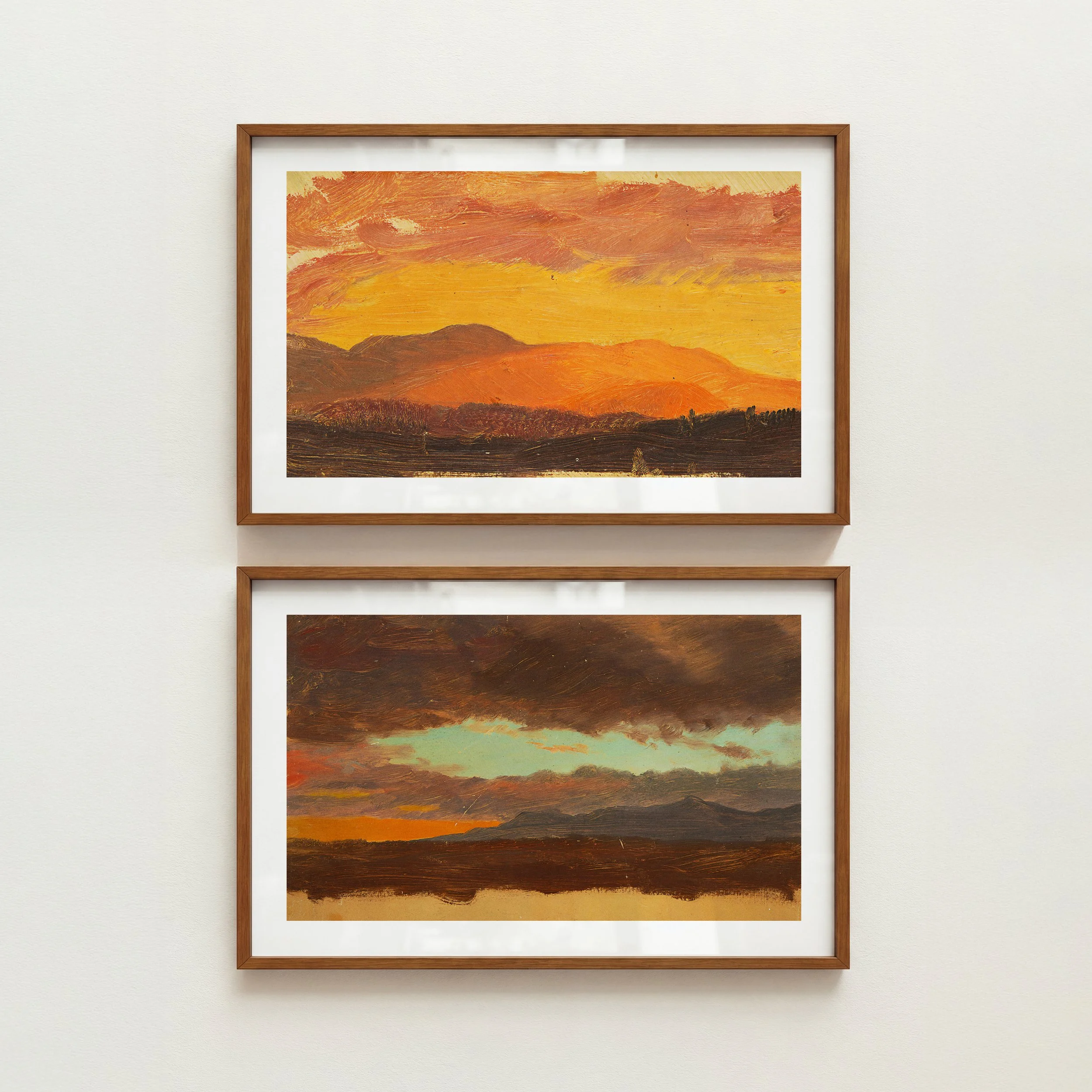 Western Sunset Prints - Rustic Artist Palette Posters, Set of 2