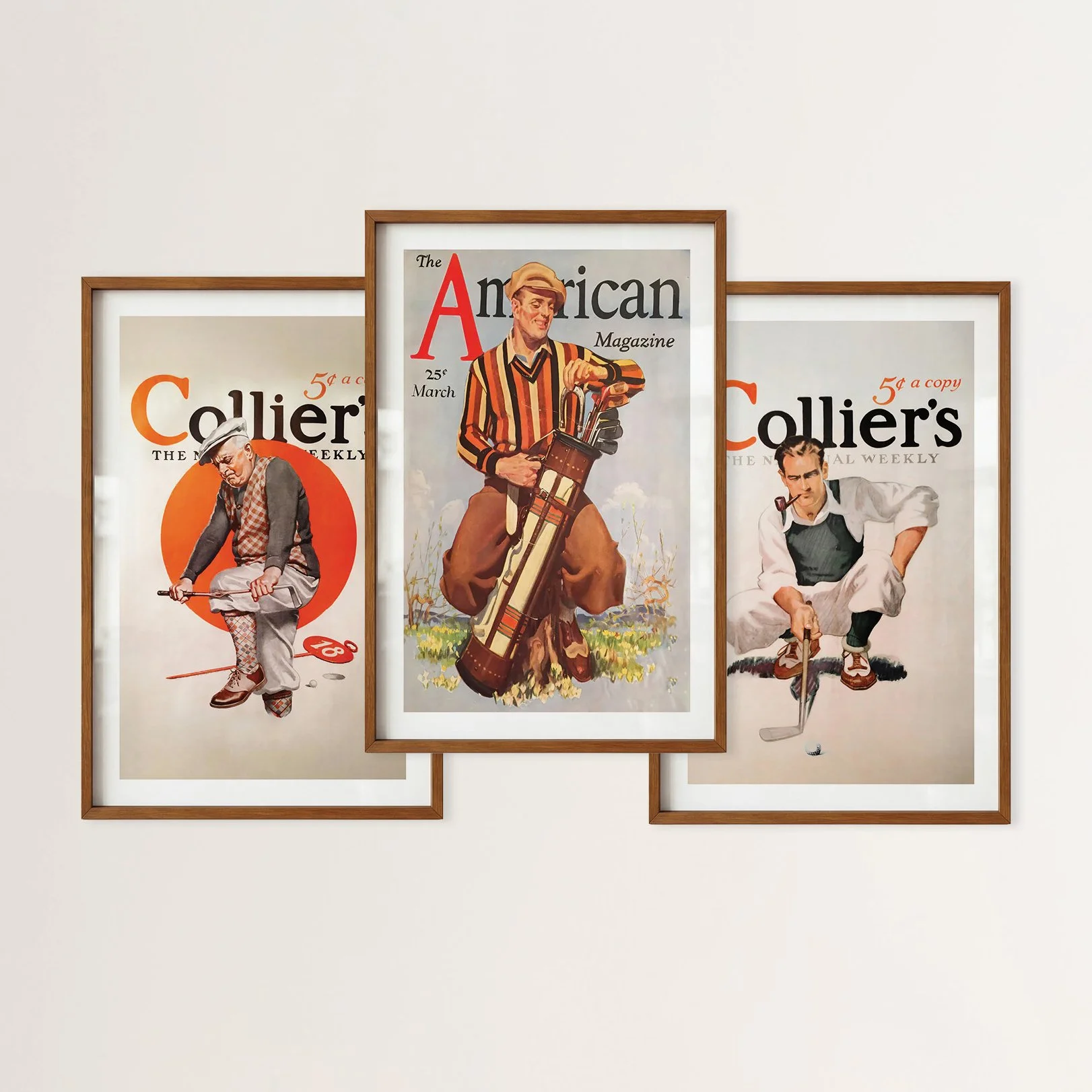 Old Time Golf Art Prints - Retro Sport Posters, Set of 3