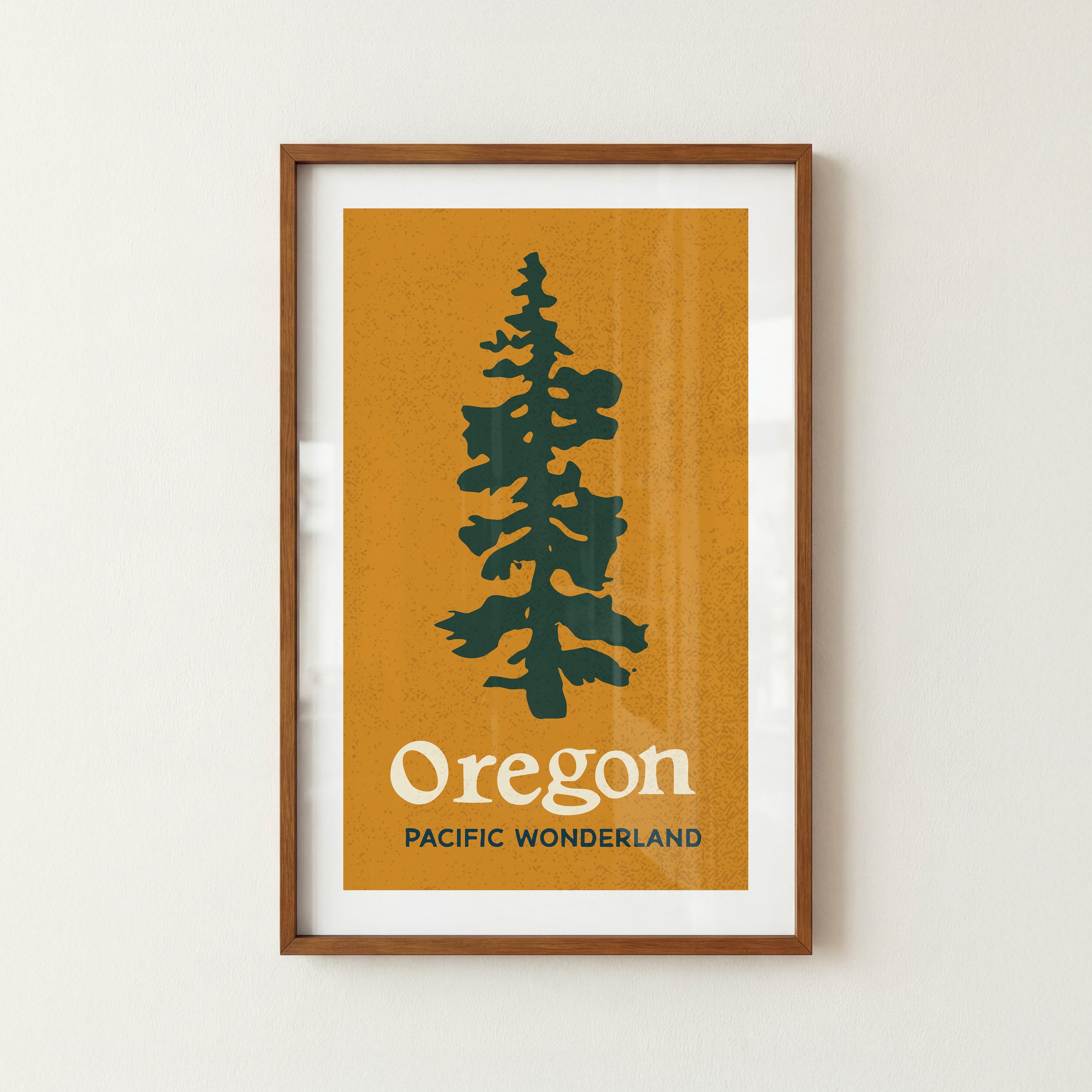Oregon Tree Art Print - Retro State Travel Poster