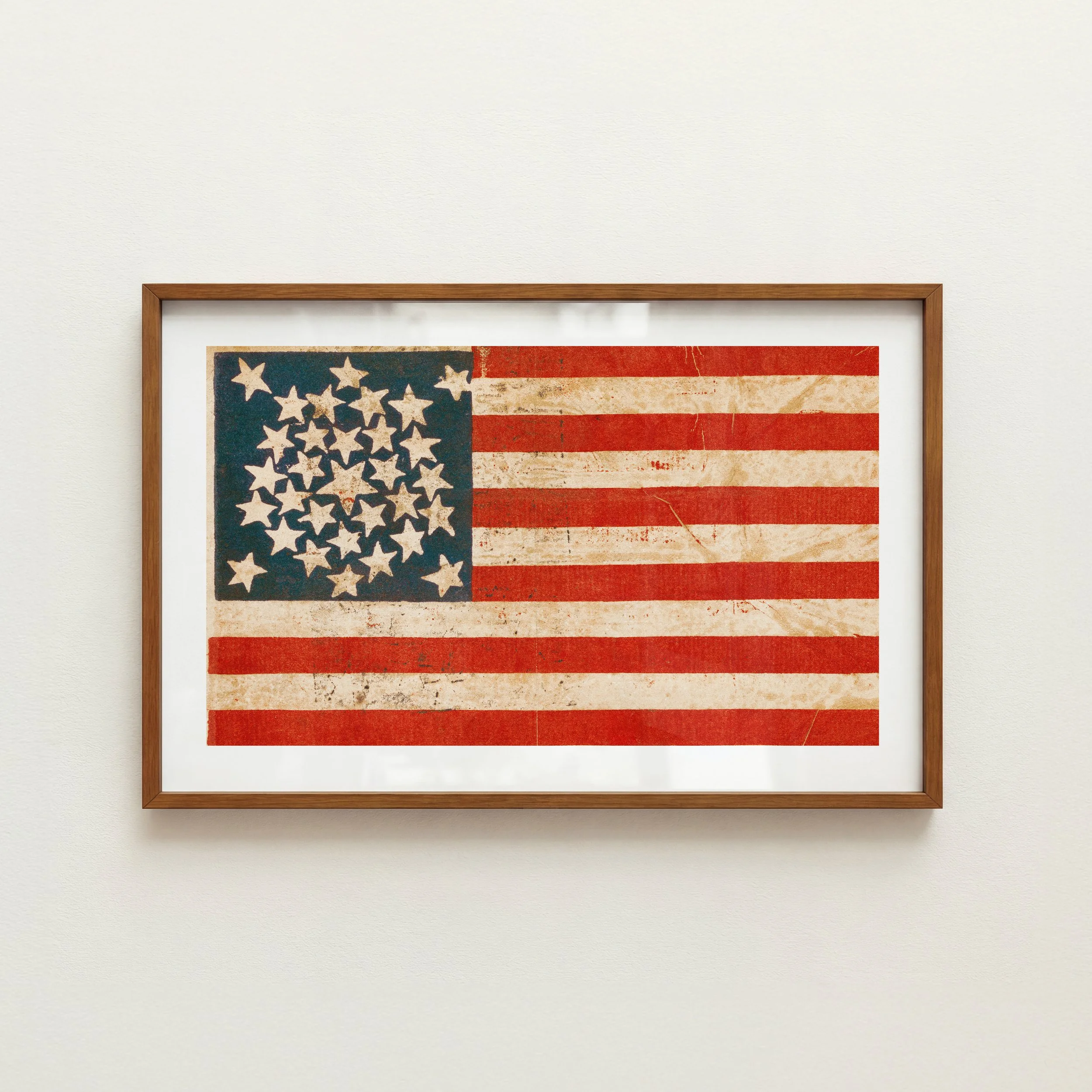Weathered American Flag Print - Retro State Travel Poster