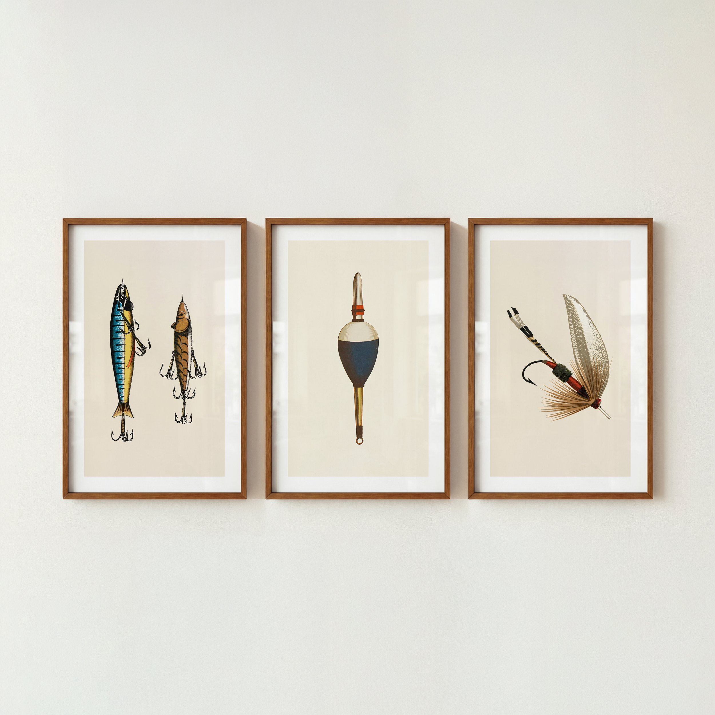Fishing Lure Prints - Retro Lake House Posters, Set of 3