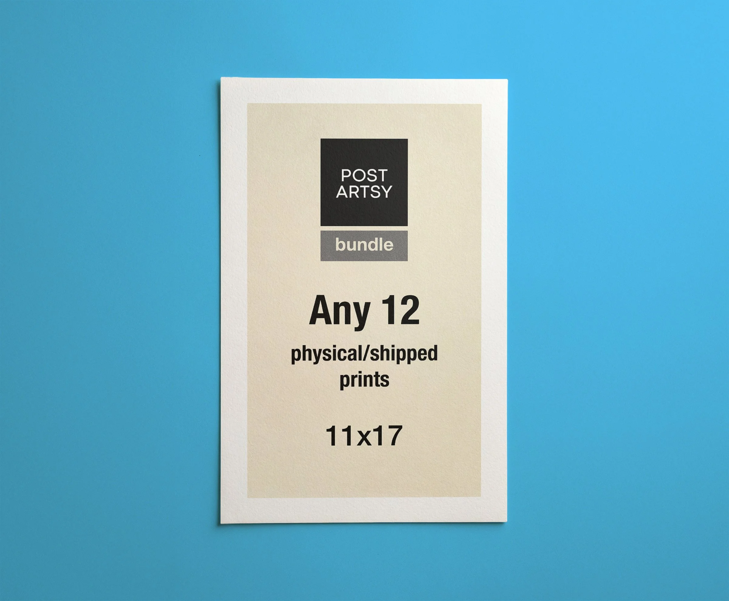 PostArtsy Bundle - Any 12 Prints, Physical Shipped - Choose Your Art, Size 11x17