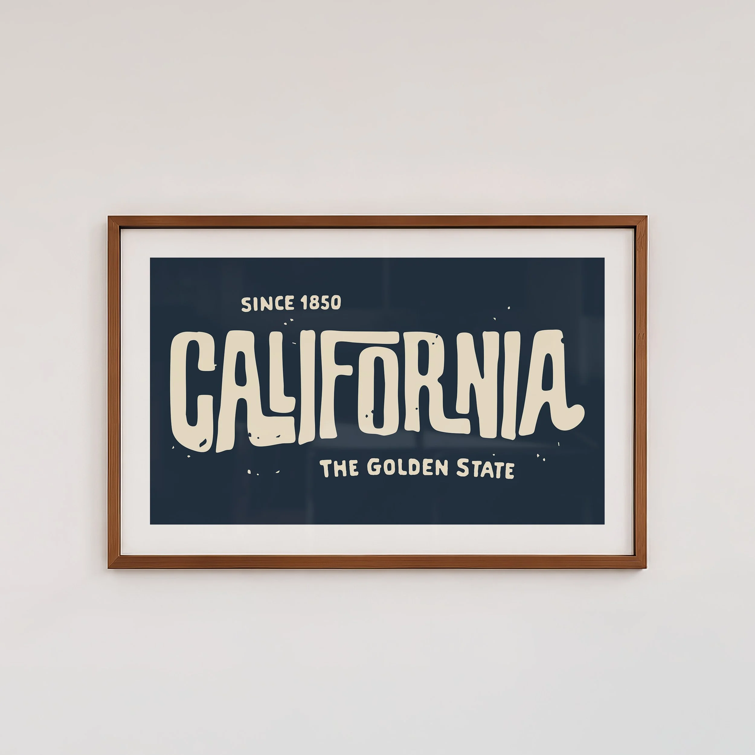 Golden State California Print - Retro State Travel Poster
