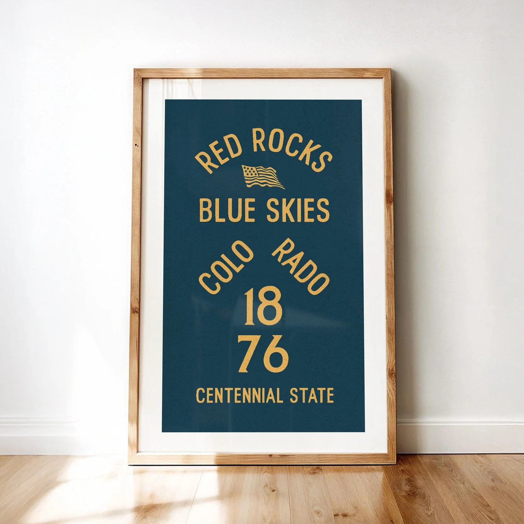 Red Rocks Blue Skies Print - Retro Colorado Travel Poster