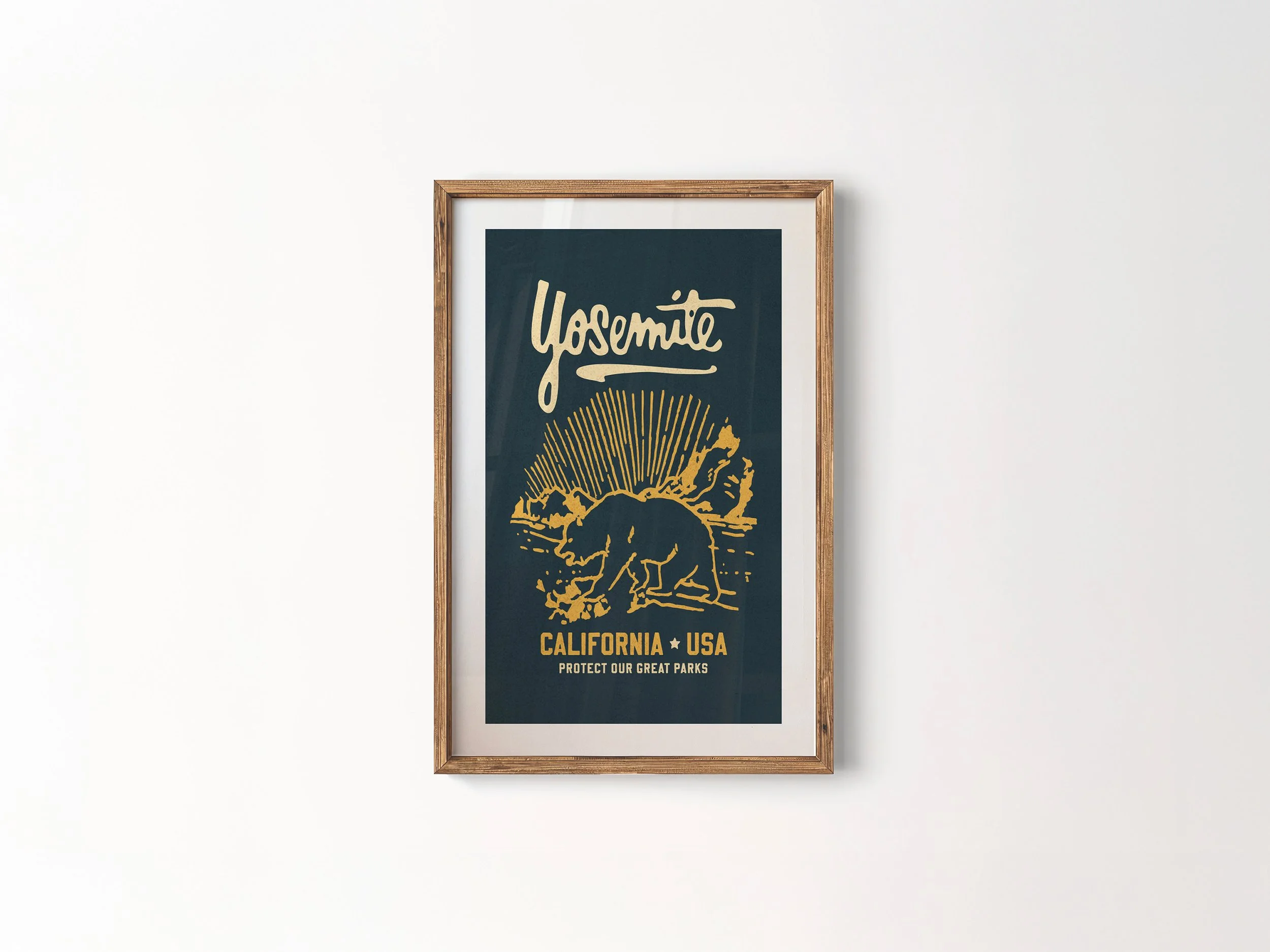 Yosemite Bear Print: California Parks Poster