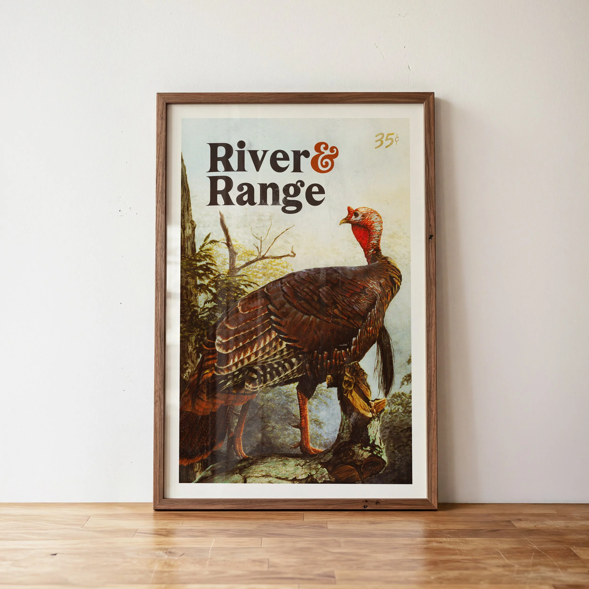 River Range Turkey Print - Retro Wildlife Poster